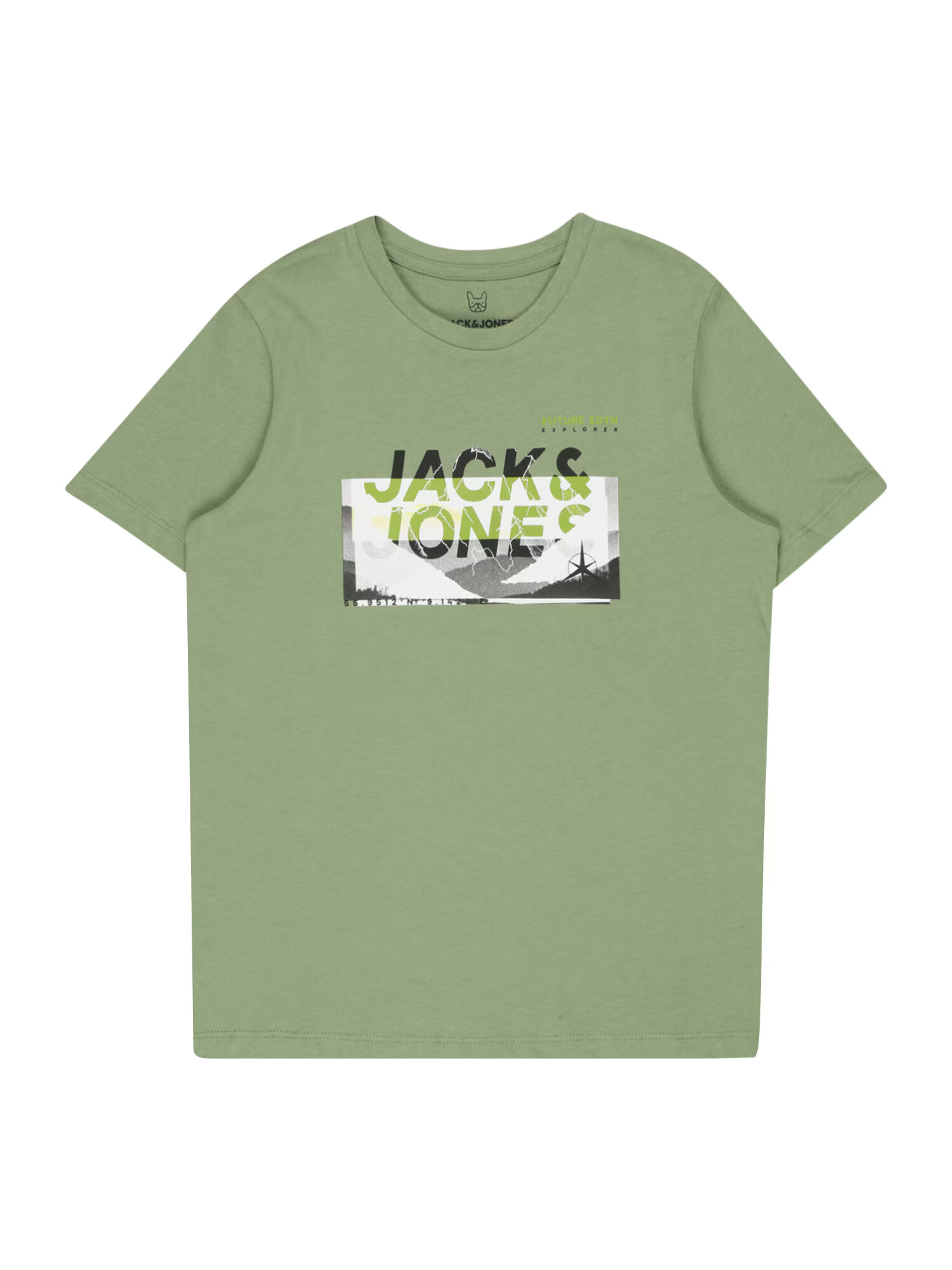 Jack & Jones Junior Tricou 'Booster' verde / negru / alb - Pled.ro