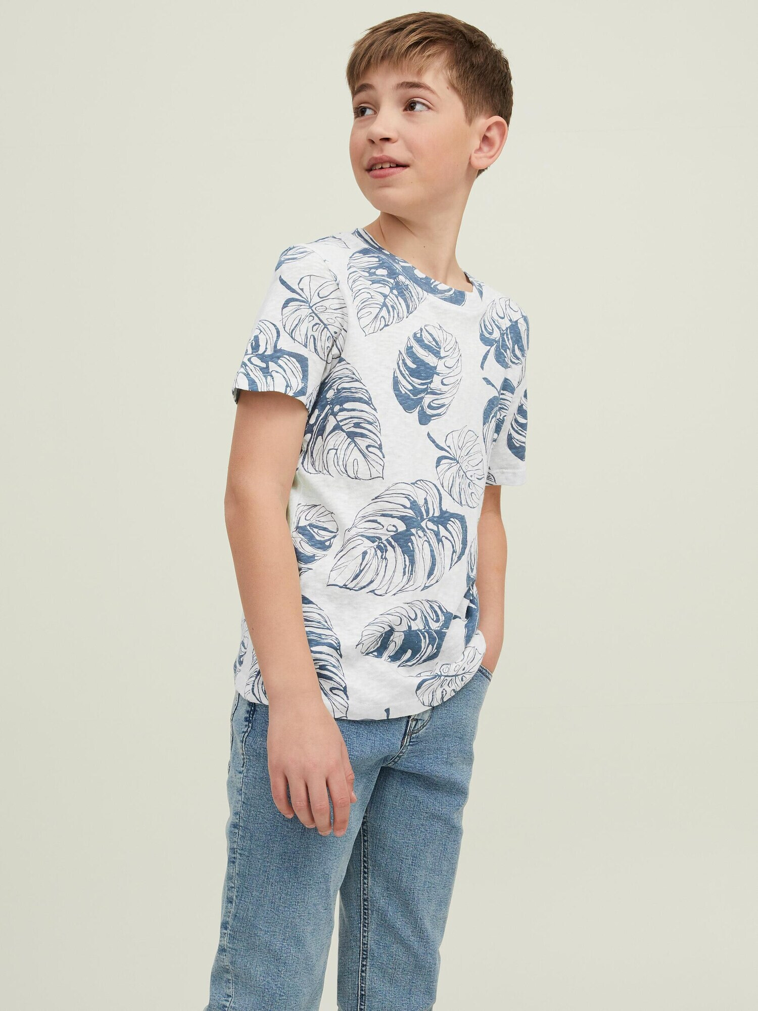 Jack & Jones Junior Tricou 'Breezy' albastru marin / alb - Pled.ro