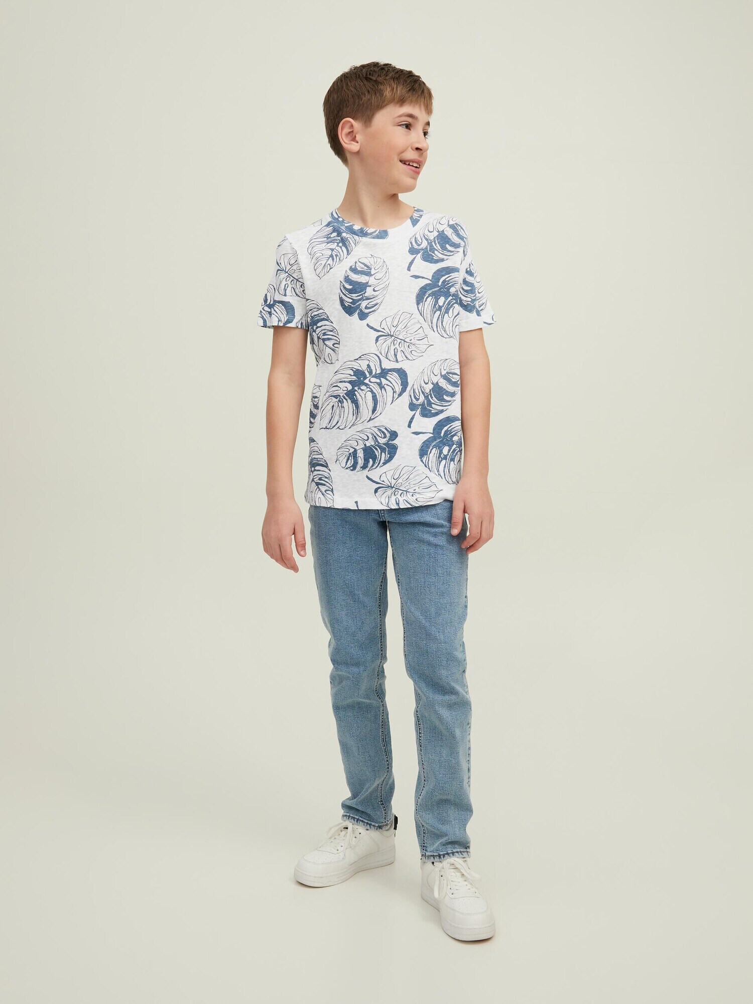 Jack & Jones Junior Tricou 'Breezy' albastru marin / alb - Pled.ro