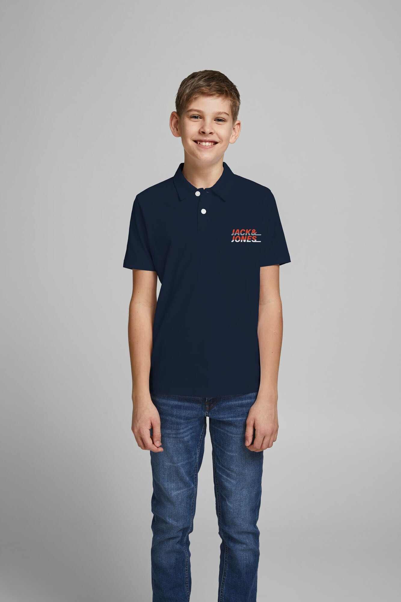 Jack & Jones Junior Tricou 'Charles' bleumarin / portocaliu / alb - Pled.ro