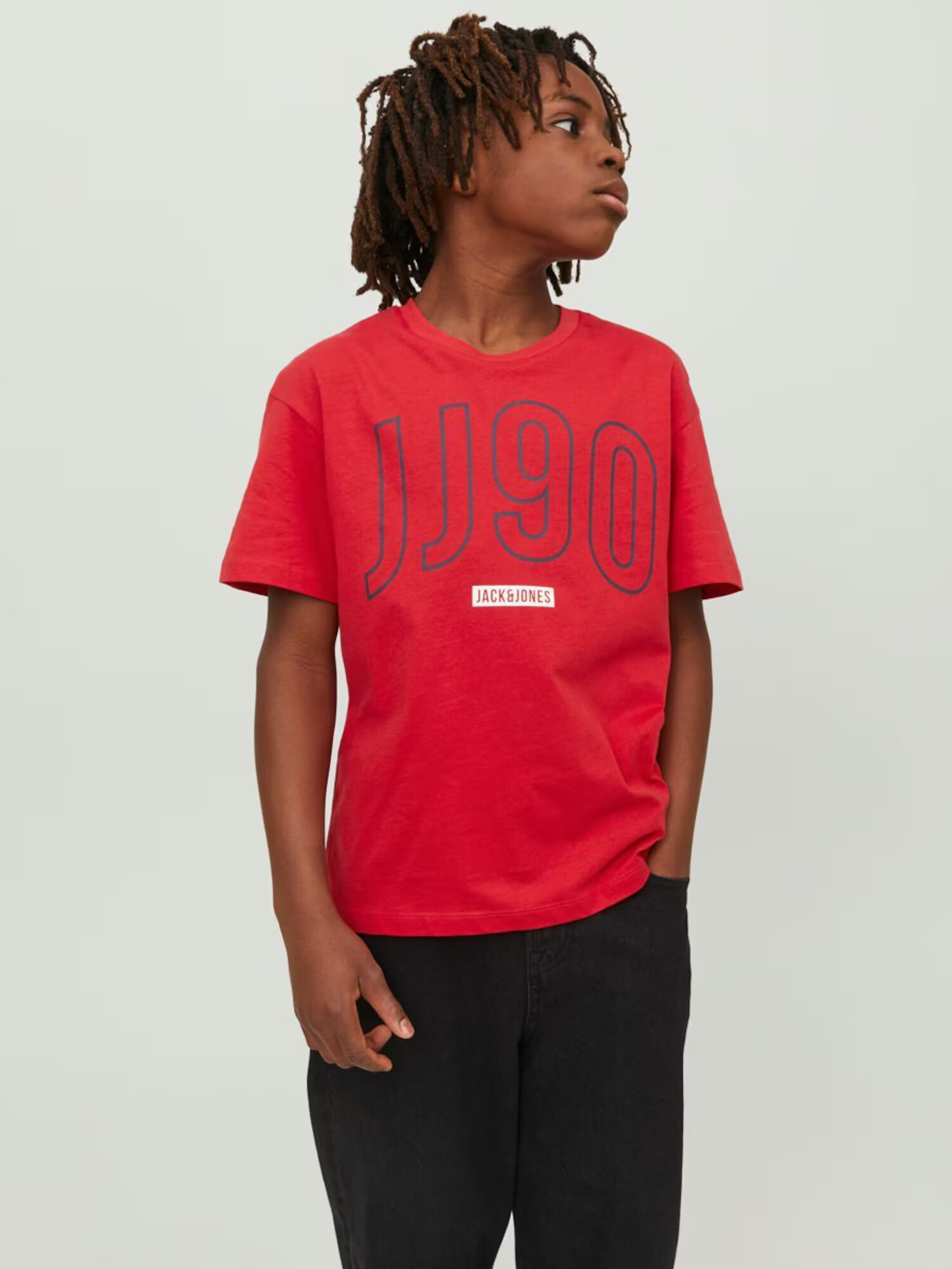 Jack & Jones Junior Tricou 'Colinn' roșu / negru / alb - Pled.ro