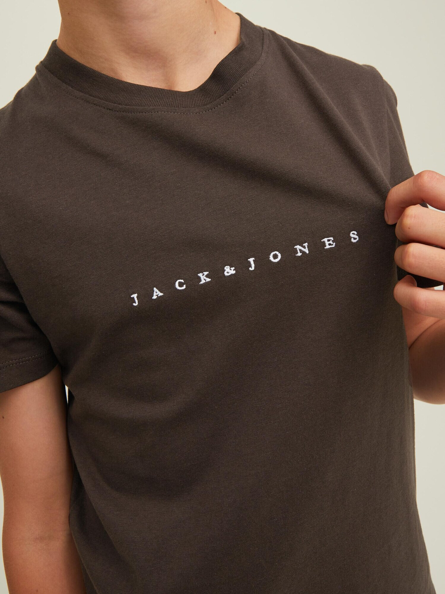 Jack & Jones Junior Tricou 'Copenhagen' maro închis / alb - Pled.ro