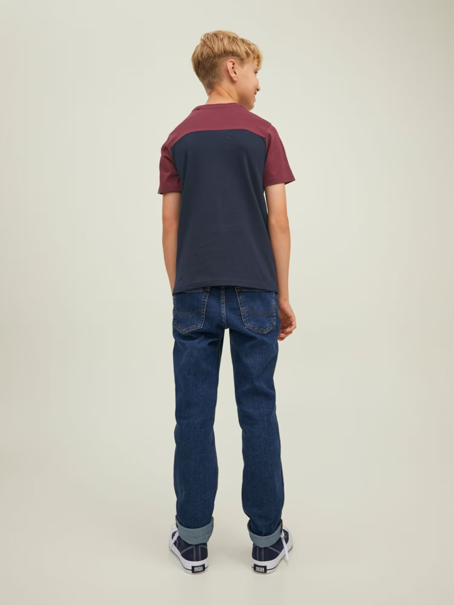 Jack & Jones Junior Tricou 'Dan' albastru / galben / roșu bordeaux / alb - Pled.ro