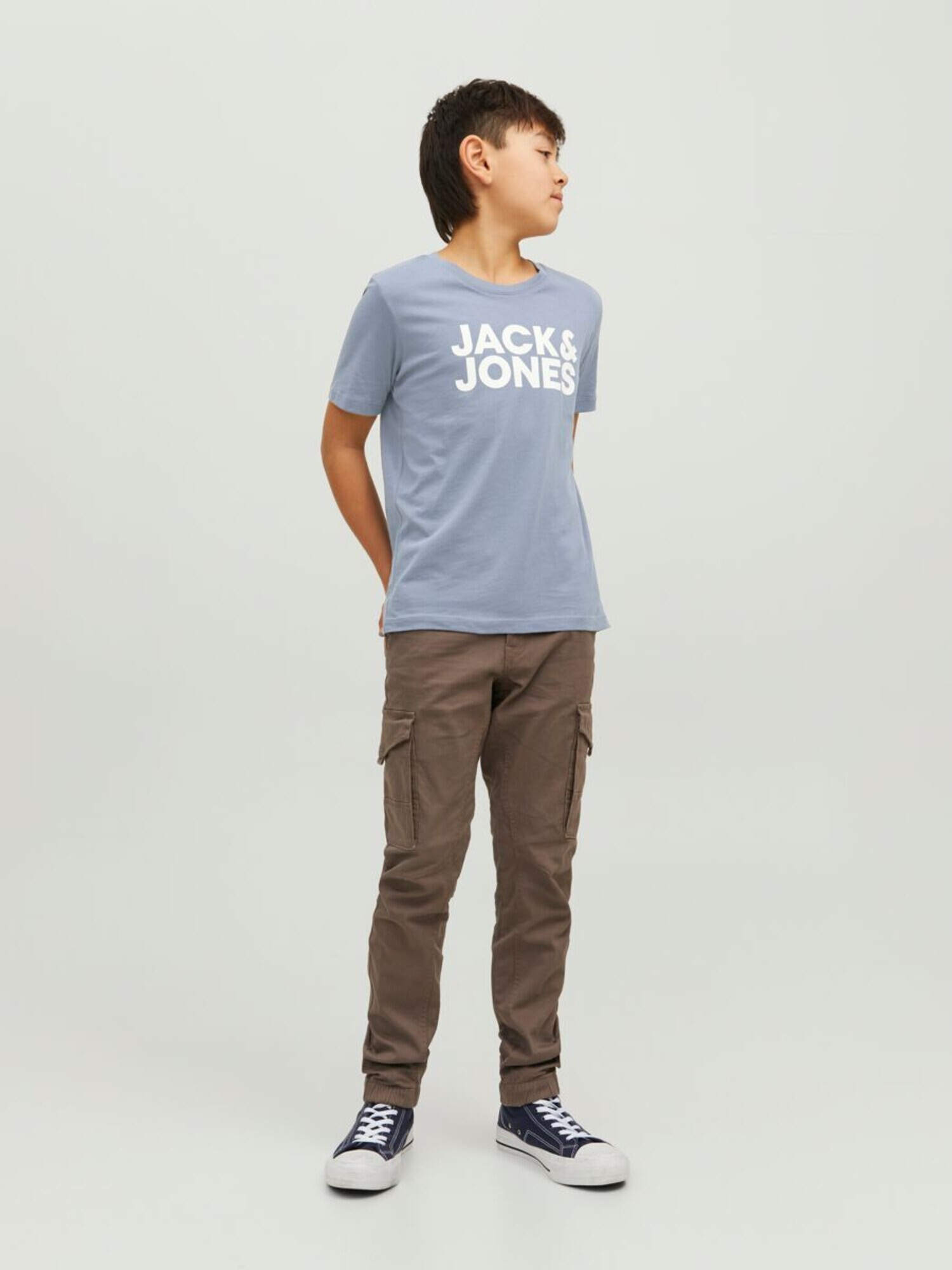 Jack & Jones Junior Tricou 'Ecorp' albastru / alb - Pled.ro