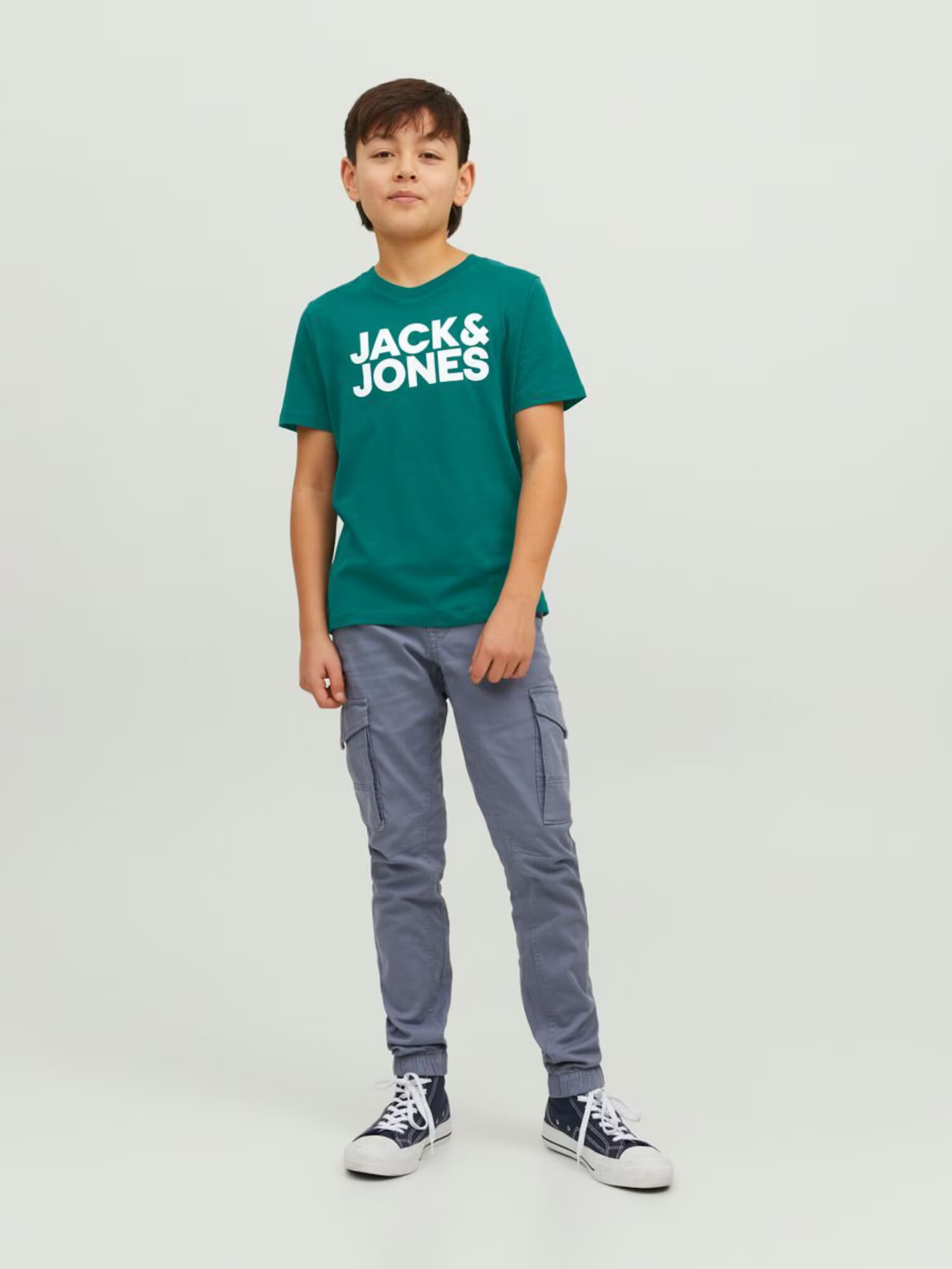 Jack & Jones Junior Tricou 'Ecorp' verde / alb - Pled.ro