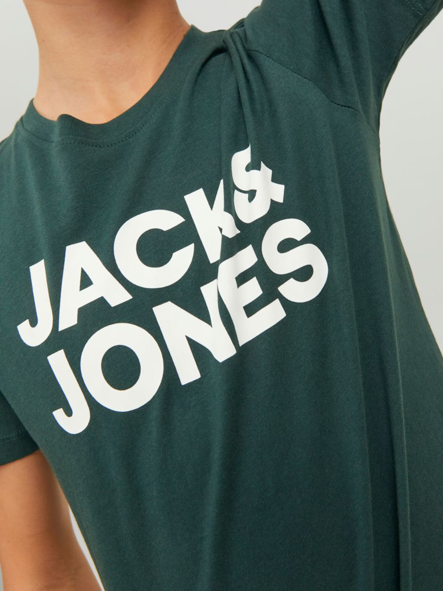 Jack & Jones Junior Tricou 'ECORP' verde pin / alb - Pled.ro