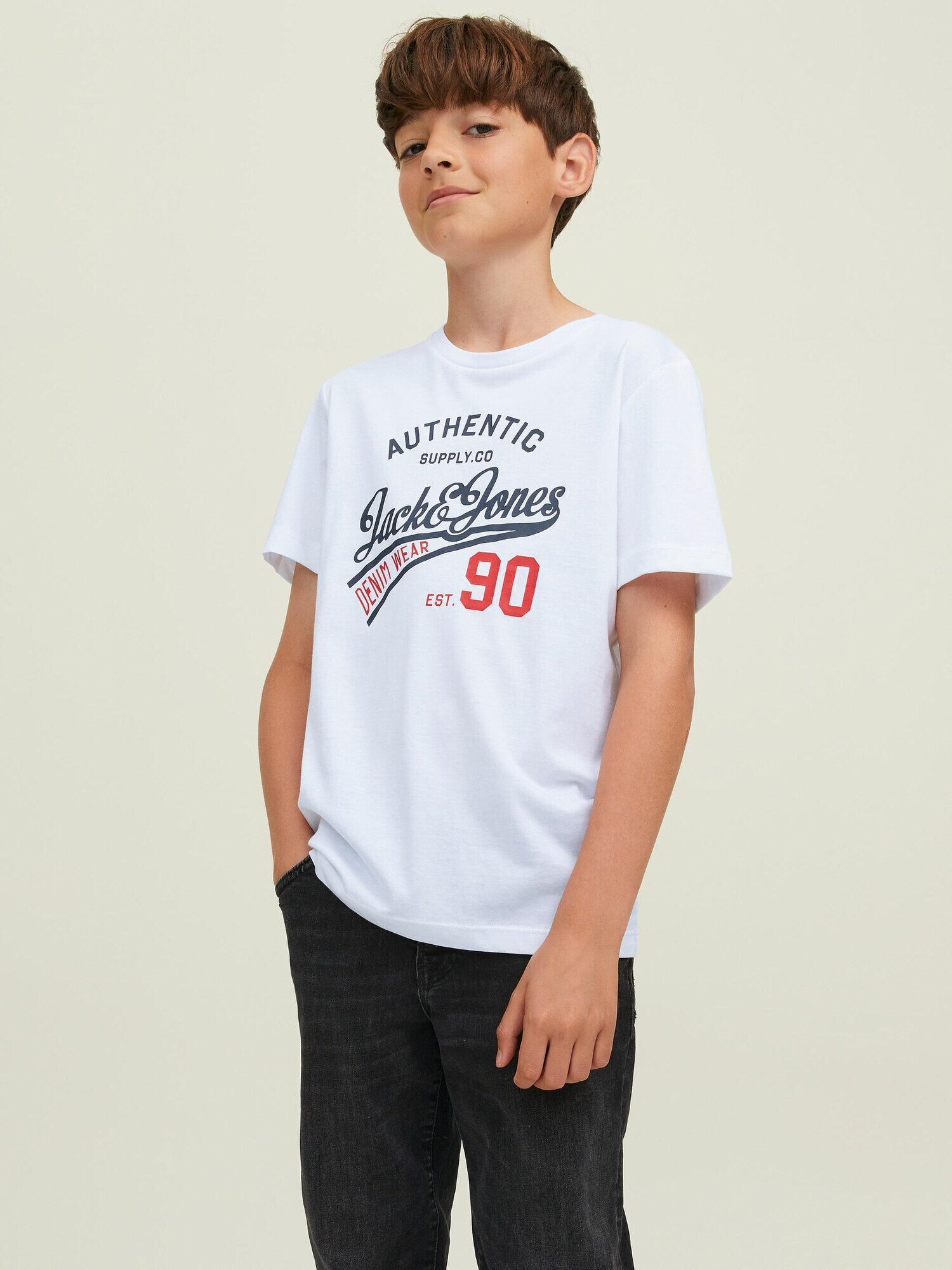 Jack & Jones Junior Tricou 'Ethan' bleumarin / roșu / negru / alb - Pled.ro