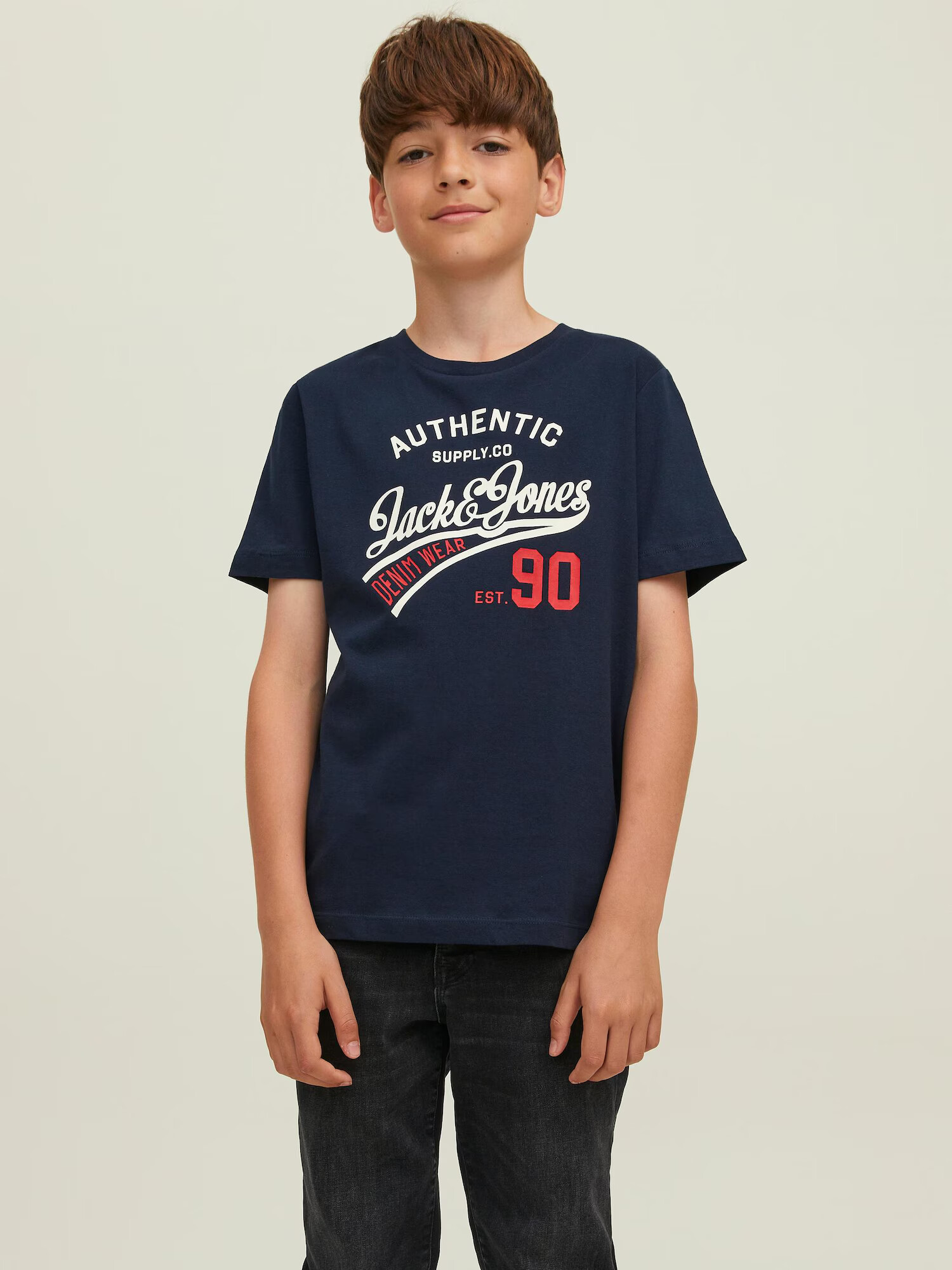 Jack & Jones Junior Tricou 'Ethan' bleumarin / roșu / negru / alb - Pled.ro