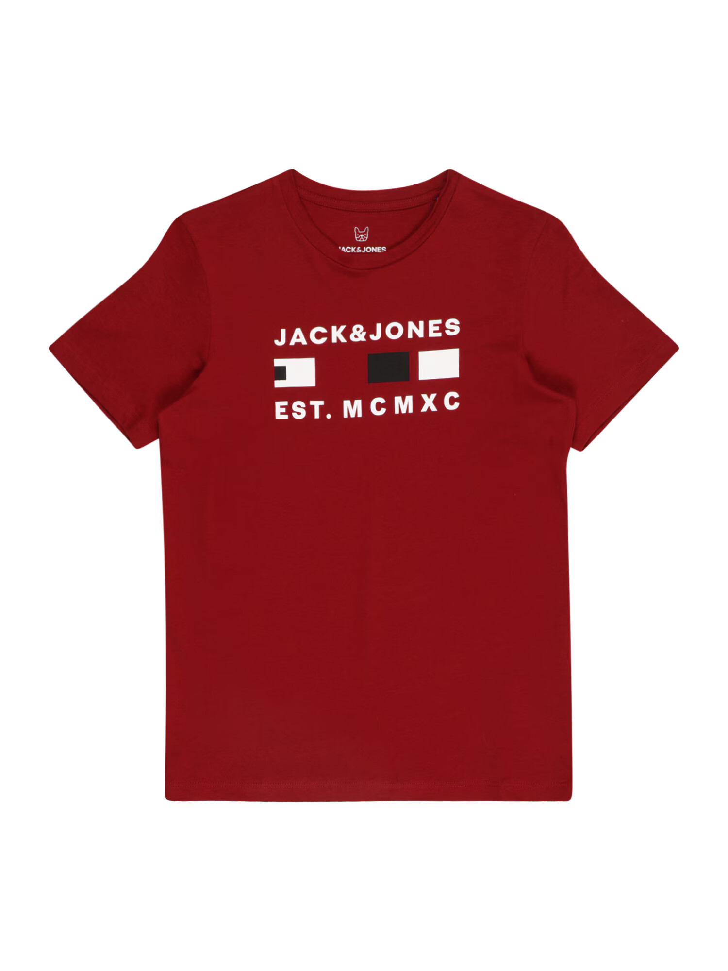 Jack & Jones Junior Tricou 'FREDDIE' roșu bordeaux / negru / alb - Pled.ro