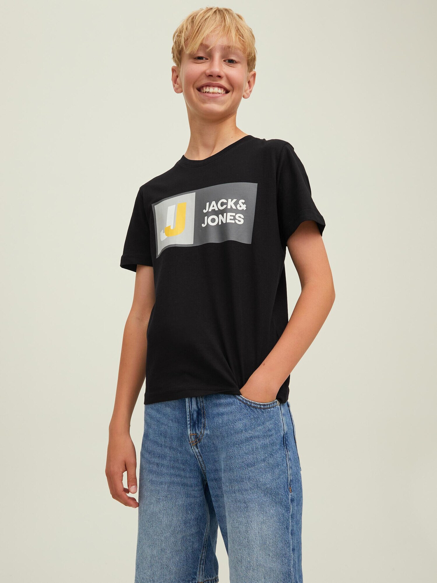 Jack & Jones Junior Tricou galben citron / negru / alb - Pled.ro