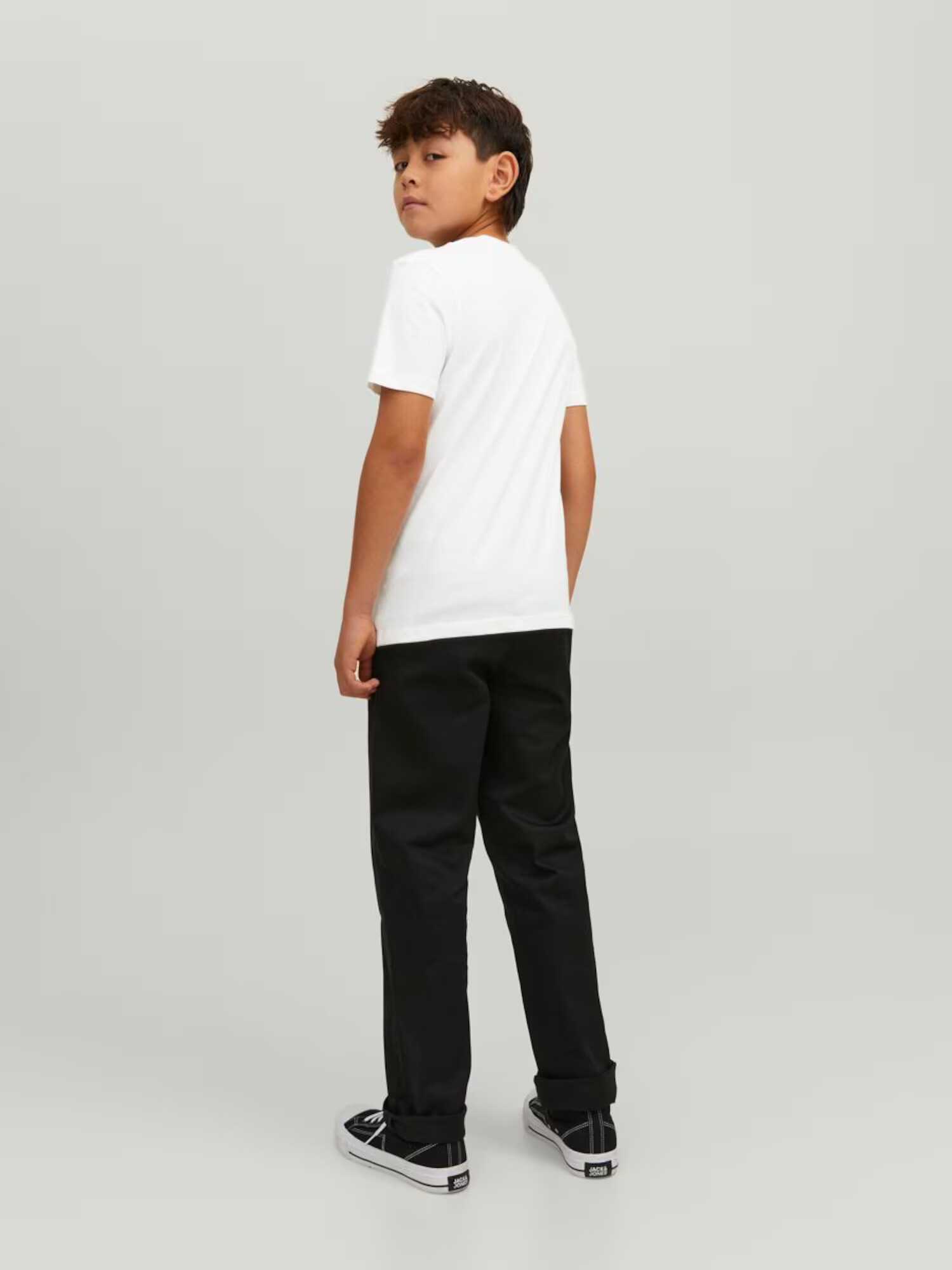 Jack & Jones Junior Tricou 'Home' negru / alb - Pled.ro