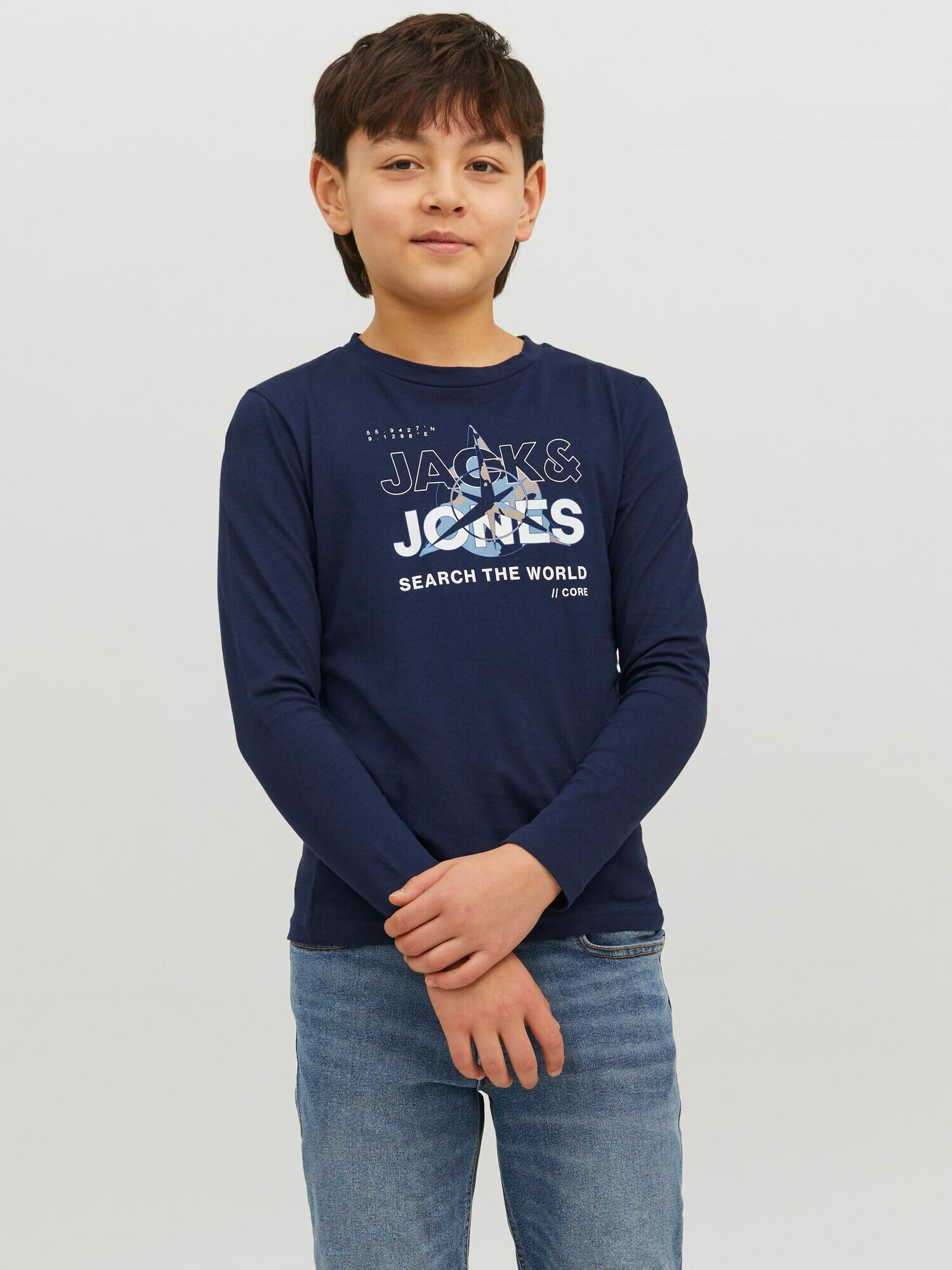 Jack & Jones Junior Tricou 'Hunt' albastru noapte / albastru deschis / gri / alb - Pled.ro