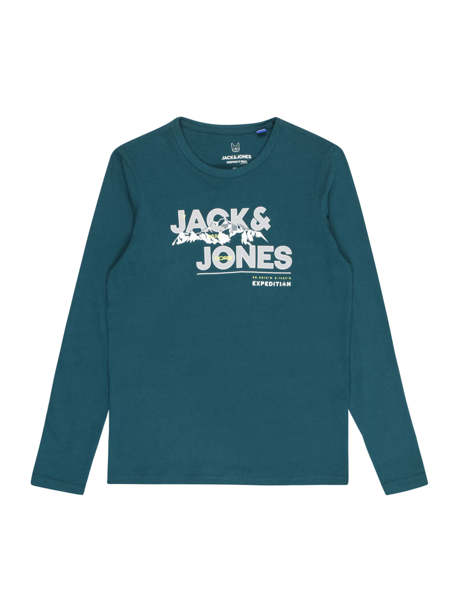 Jack & Jones Junior Tricou 'HUNTER' galben deschis / gri deschis / verde petrol / alb - Pled.ro