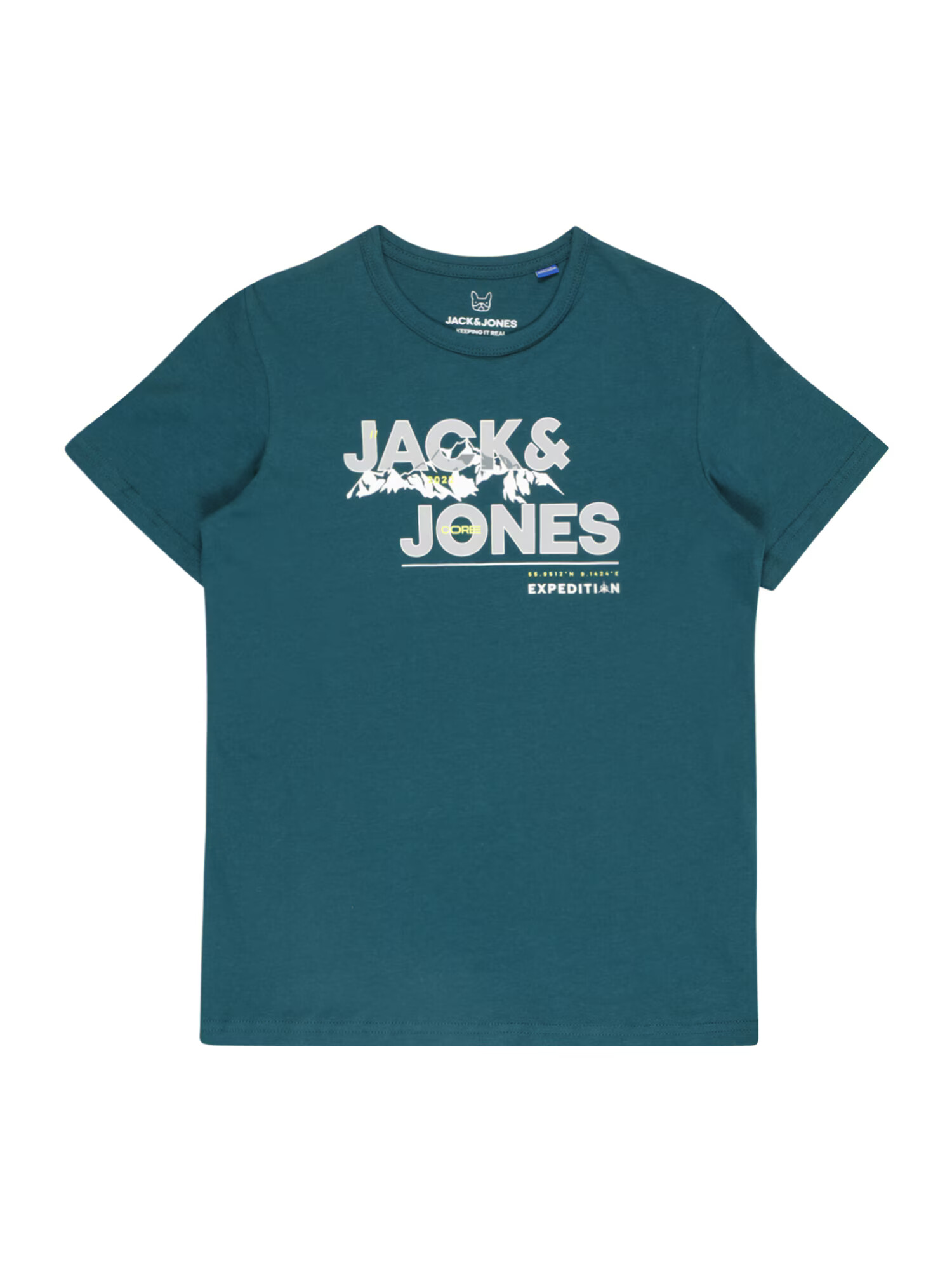 Jack & Jones Junior Tricou 'HUNTER' galben / gri / verde smarald / alb - Pled.ro