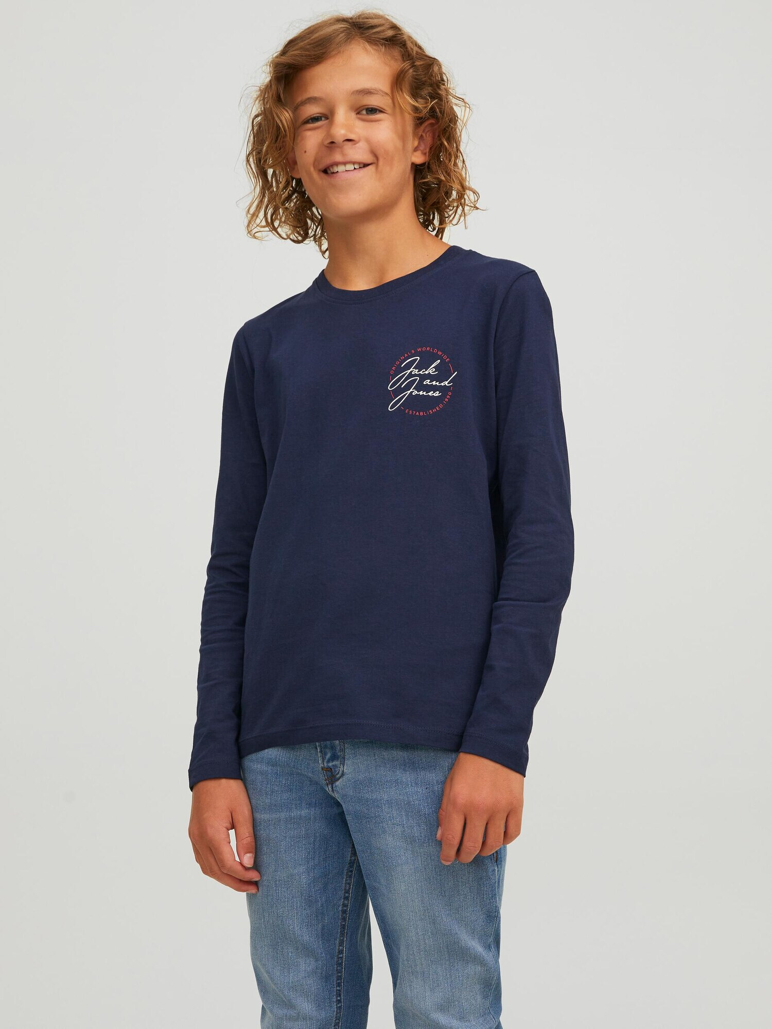 Jack & Jones Junior Tricou 'Jerrys' bleumarin / roșu / alb - Pled.ro