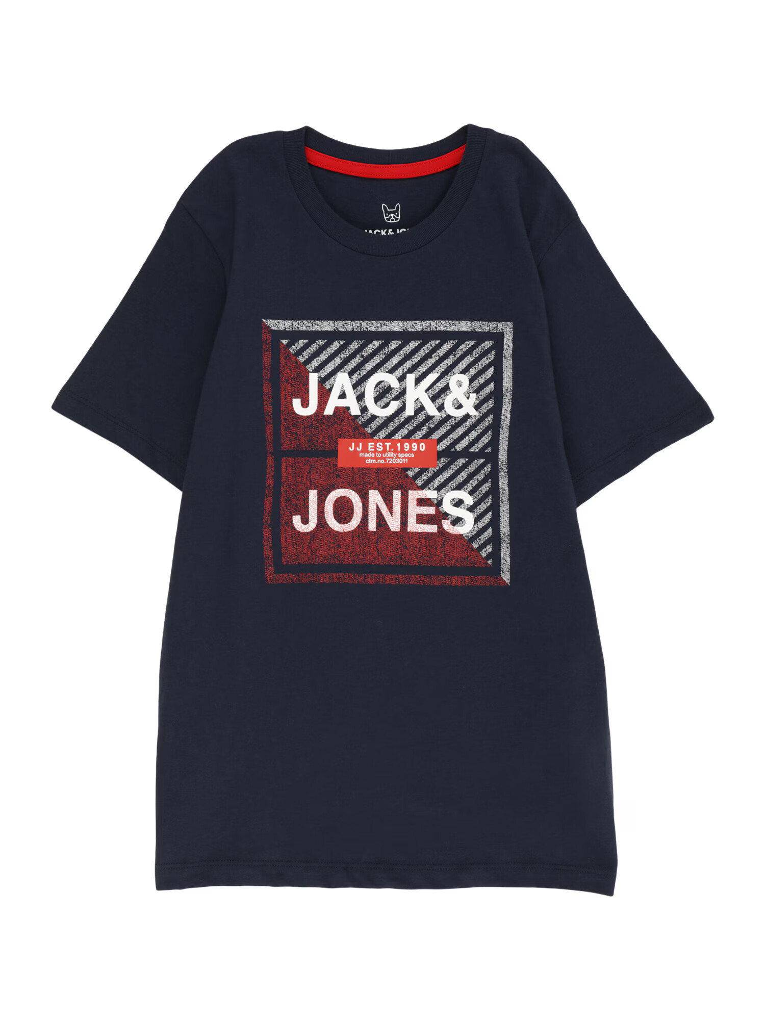 Jack & Jones Junior Tricou 'KAIN' bleumarin / roși aprins / alb / alb murdar - Pled.ro