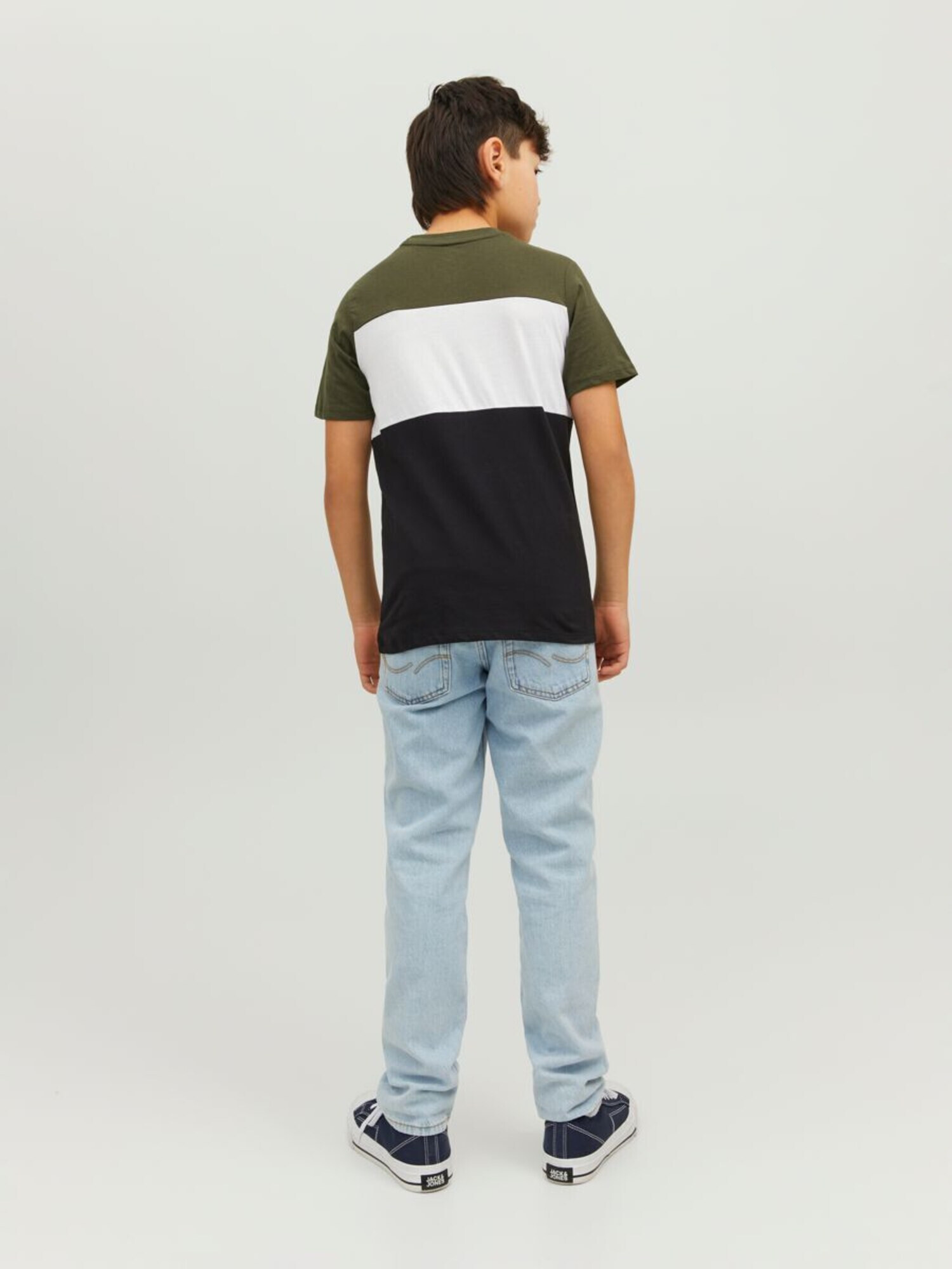 Jack & Jones Junior Tricou kaki / negru / alb - Pled.ro