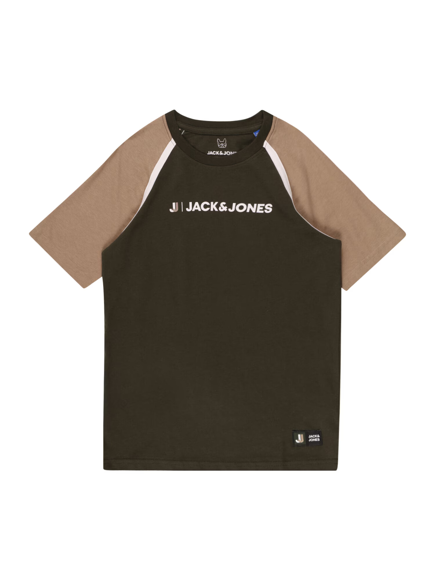 Jack & Jones Junior Tricou 'LOGAN' maro deschis / verde închis / alb - Pled.ro