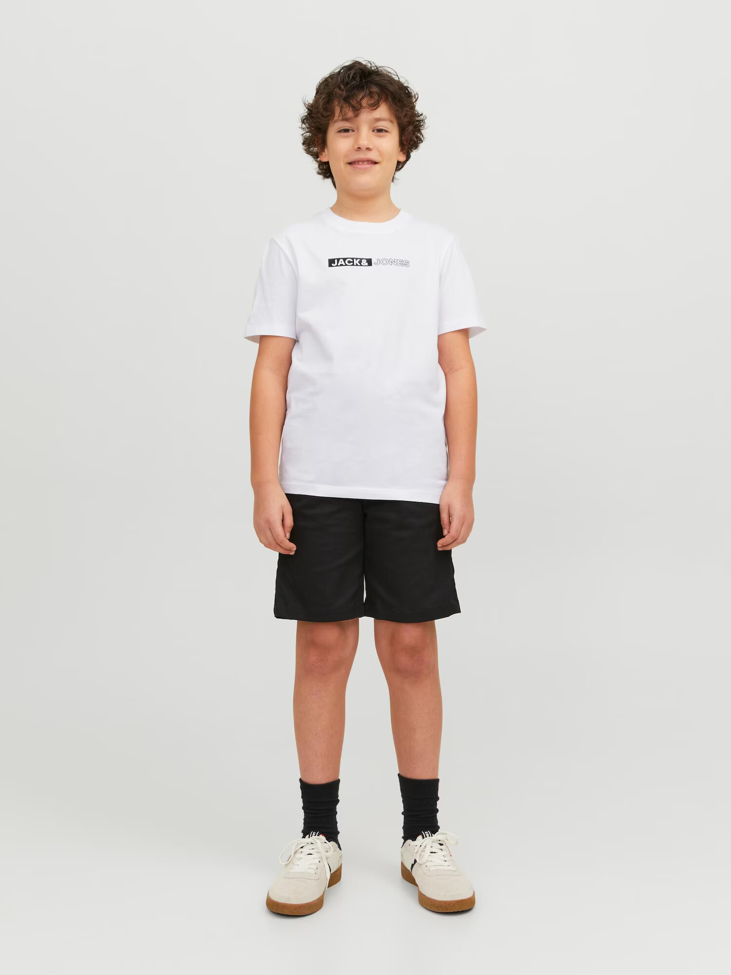 Jack & Jones Junior Tricou 'NEO' negru / alb - Pled.ro