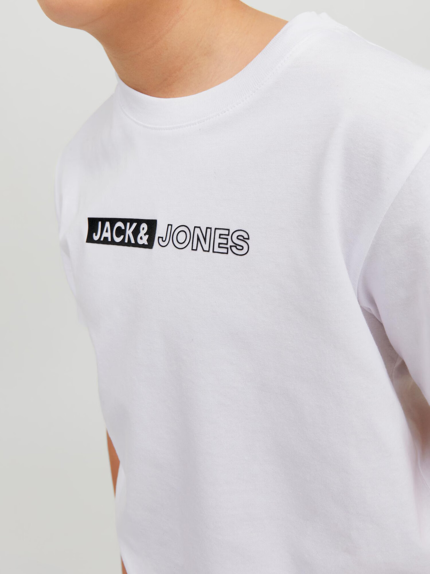 Jack & Jones Junior Tricou 'NEO' negru / alb - Pled.ro