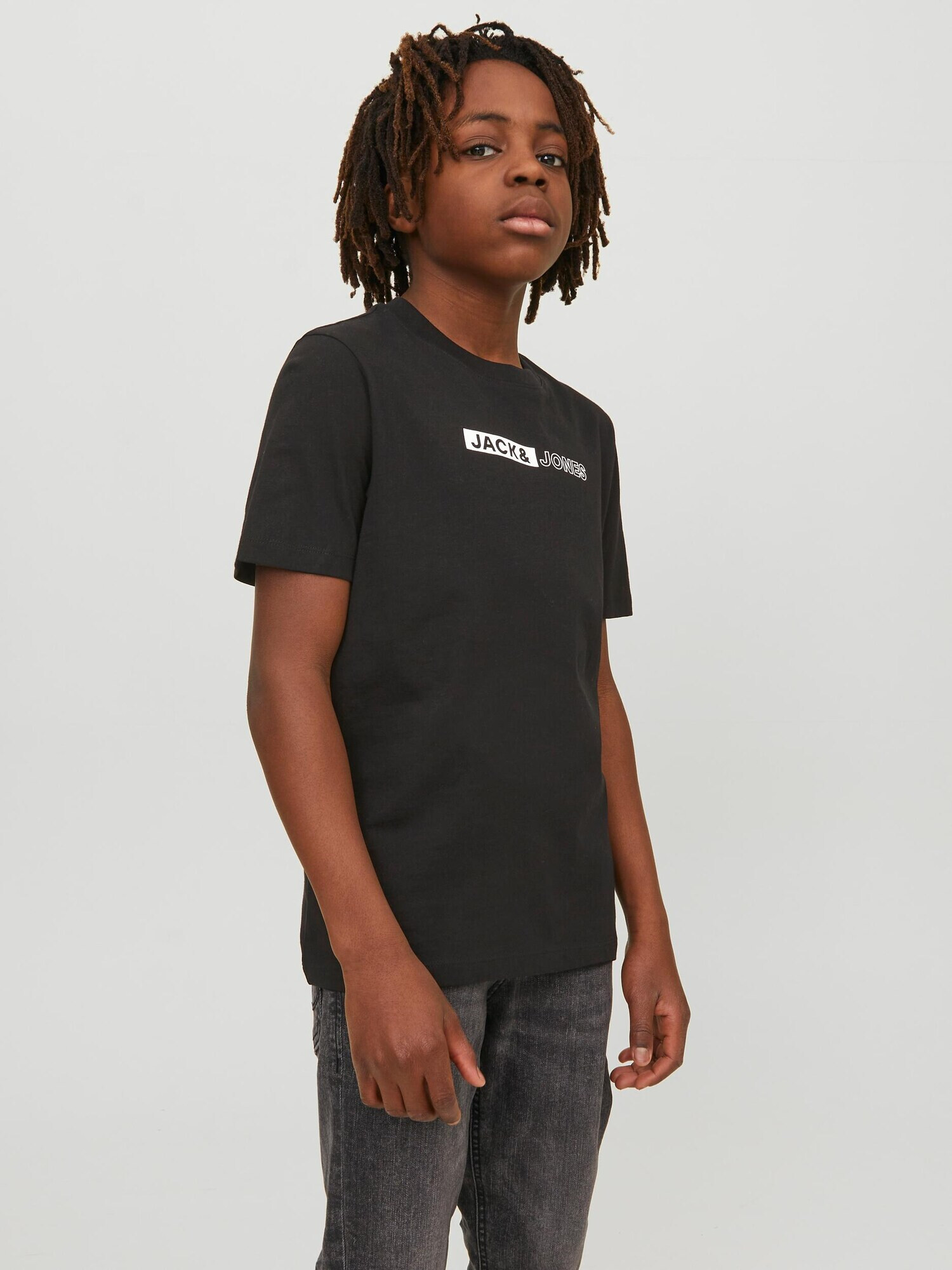 Jack & Jones Junior Tricou 'Neo' negru / alb - Pled.ro