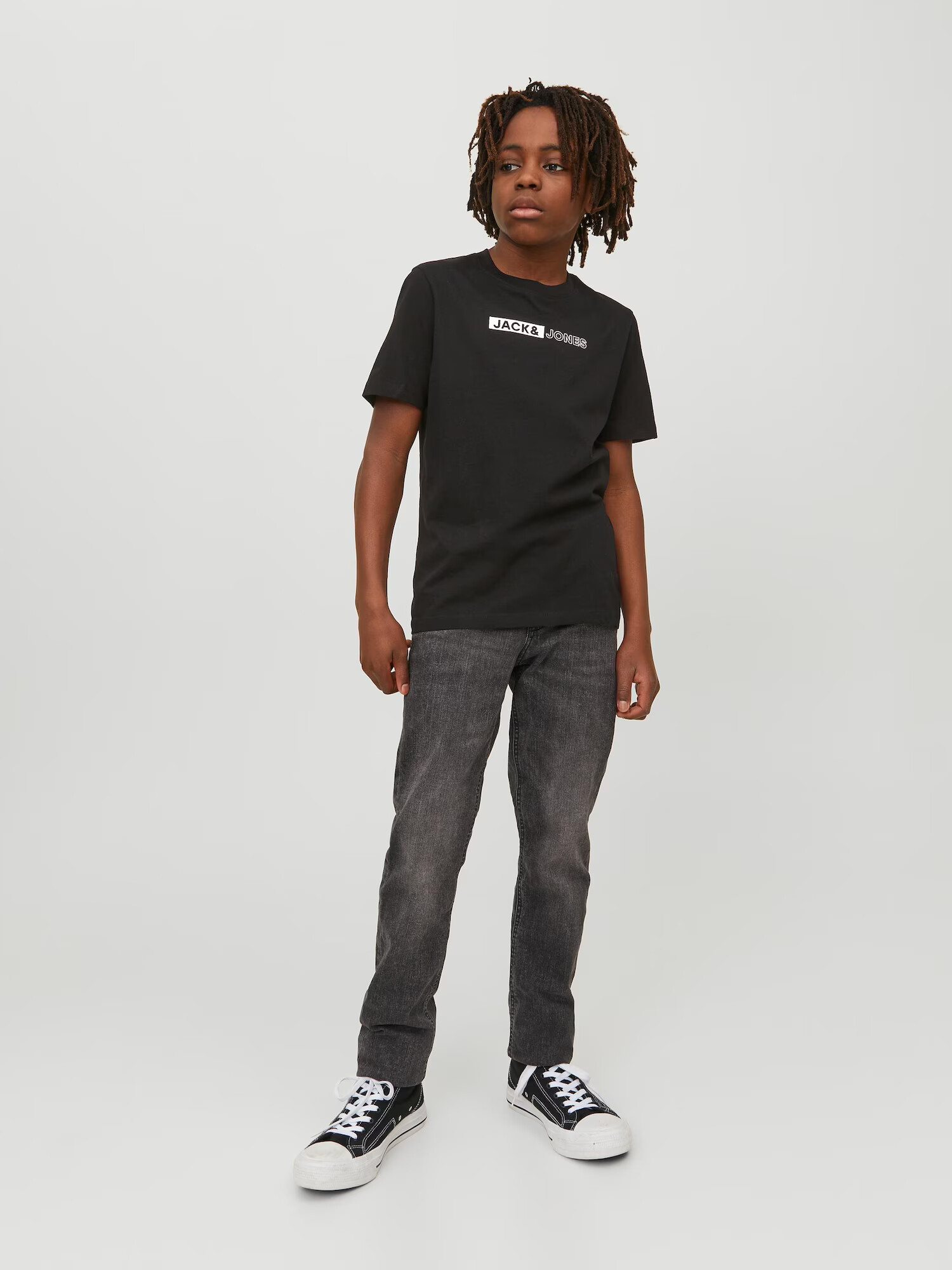 Jack & Jones Junior Tricou 'Neo' negru / alb - Pled.ro