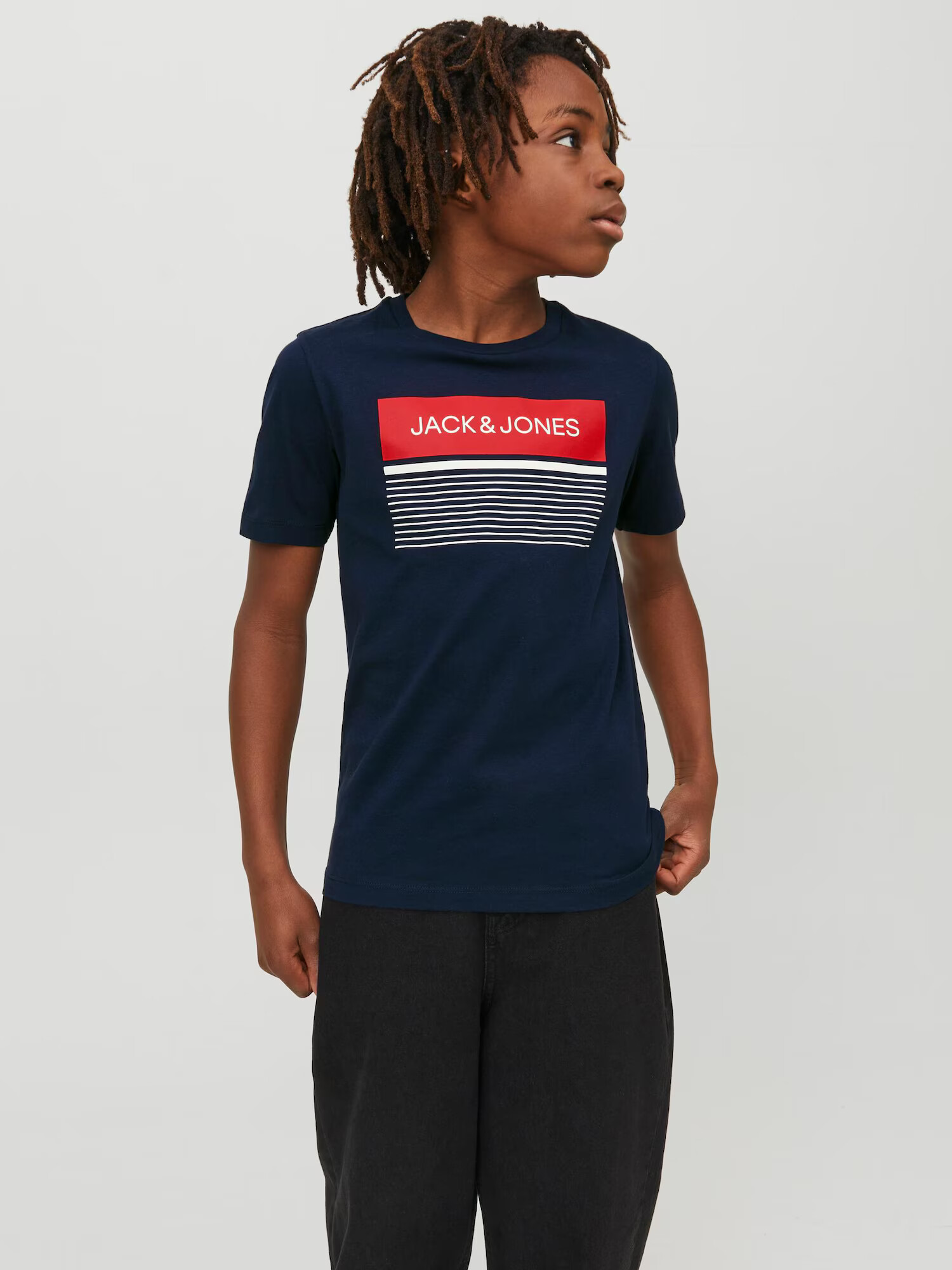 Jack & Jones Junior Tricou 'Travis' albastru noapte / roșu / alb - Pled.ro