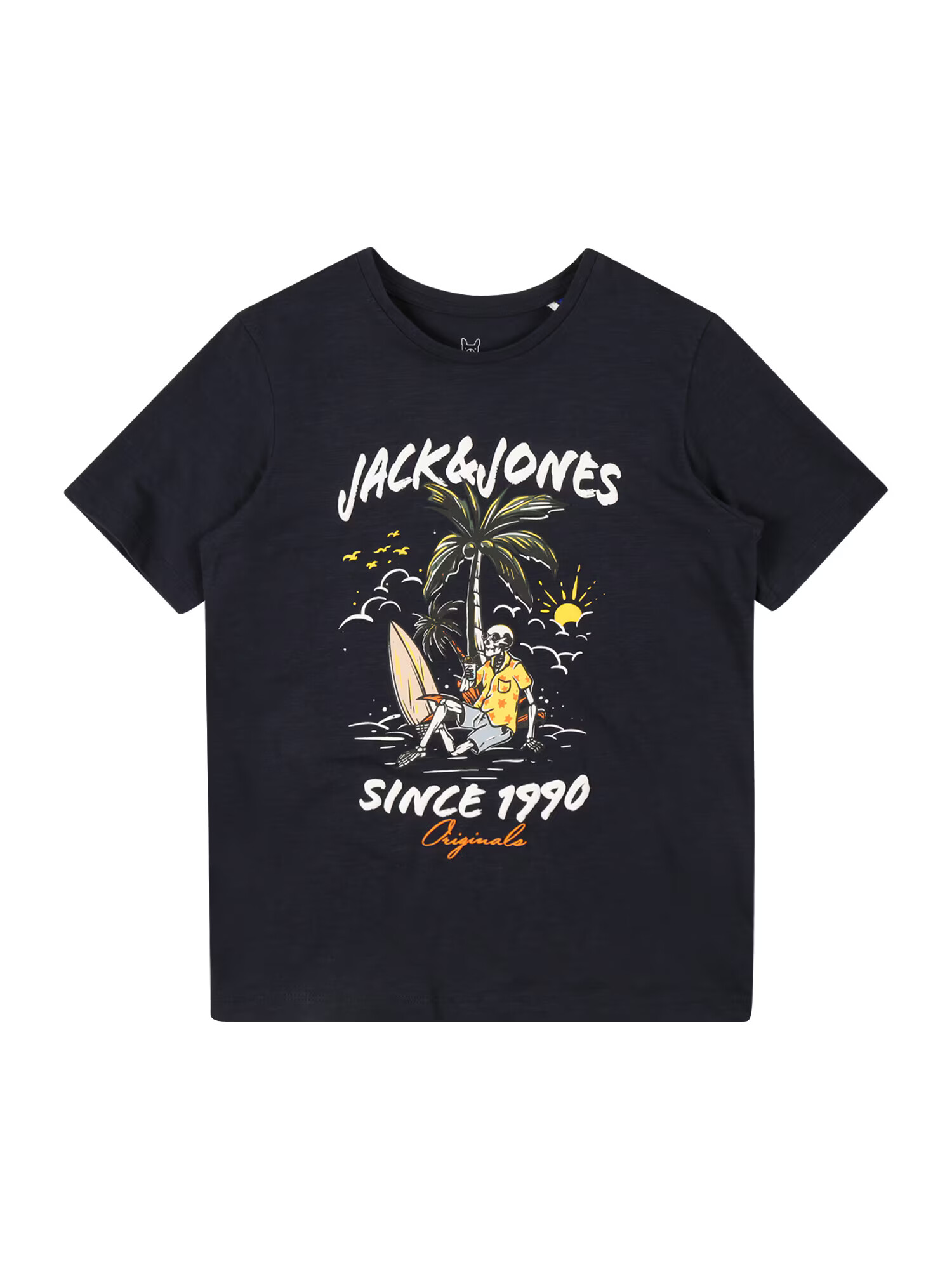 Jack & Jones Junior Tricou 'VENICE' bleumarin / galben / portocaliu / alb - Pled.ro