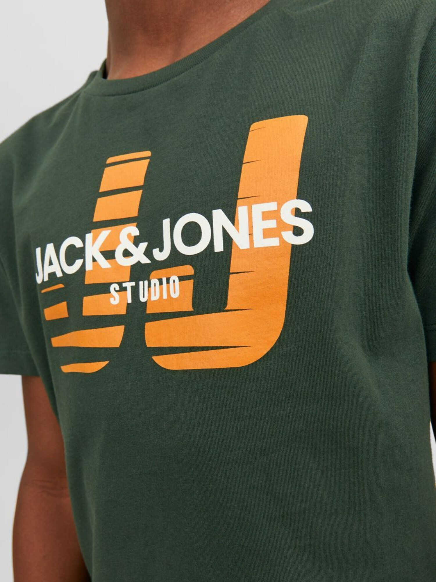 Jack & Jones Junior Tricou verde închis / portocaliu / alb - Pled.ro