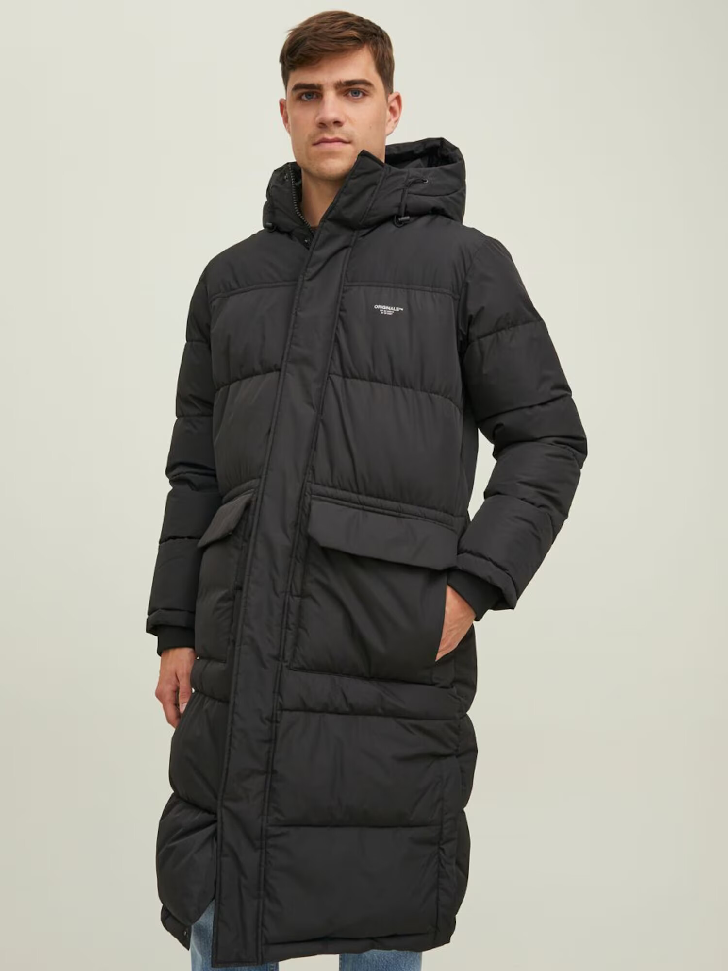 JACK & JONES Palton de iarnă 'Sence' negru / alb - Pled.ro