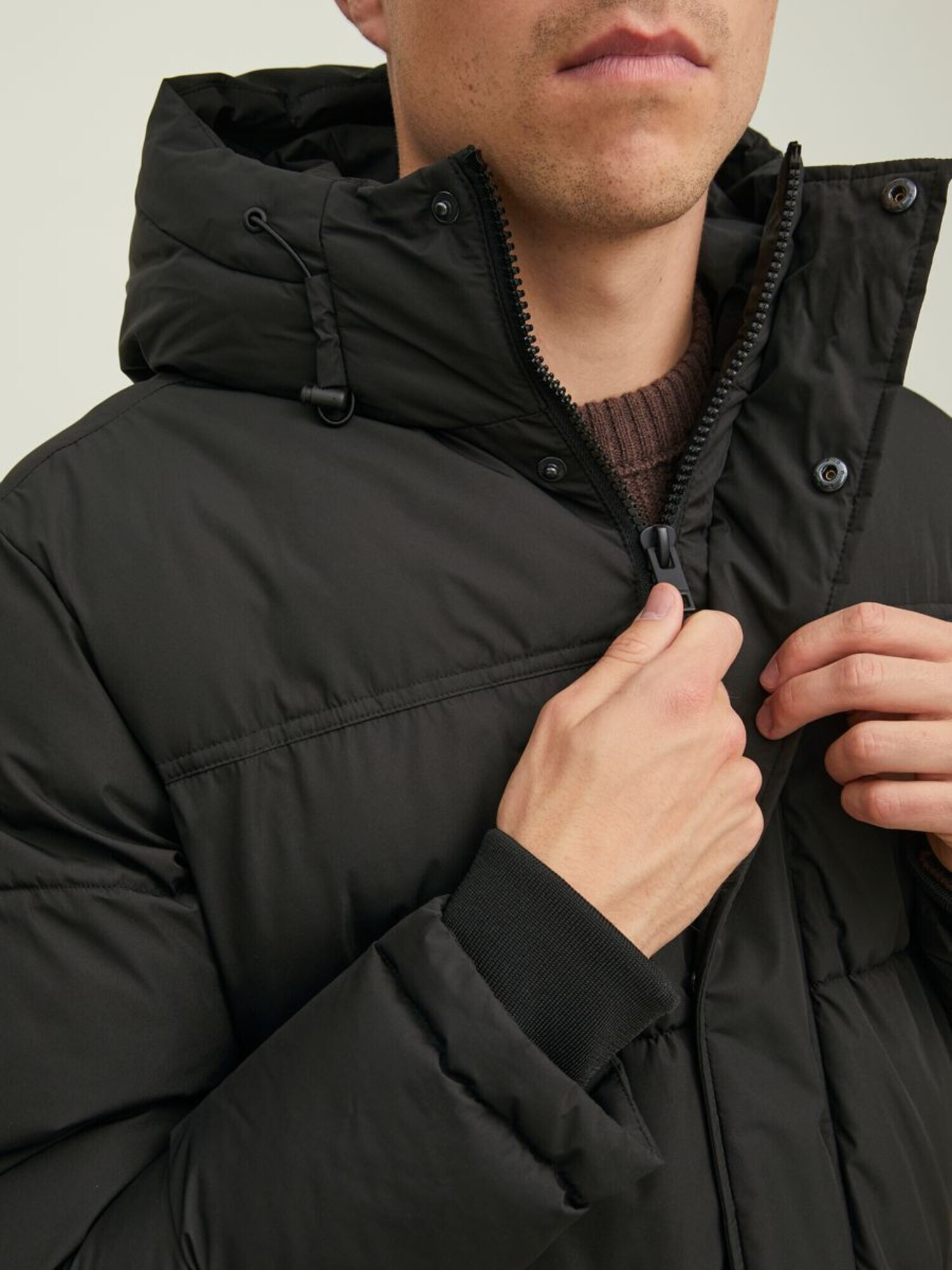 JACK & JONES Palton de iarnă 'Sence' negru / alb - Pled.ro