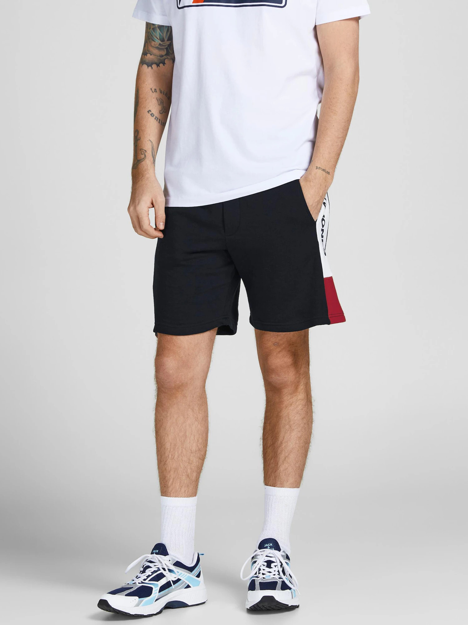 JACK & JONES Pantaloni albastru noapte / roșu / alb - Pled.ro