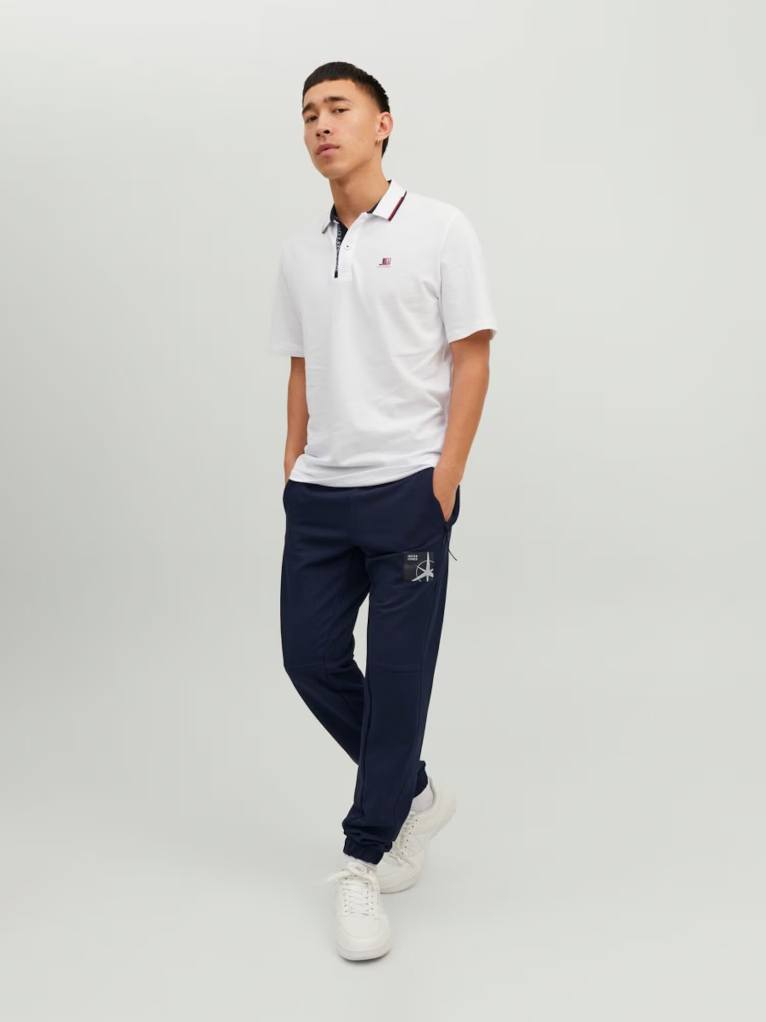 JACK & JONES Pantaloni bleumarin / roșu rodie / sângeriu / alb - Pled.ro