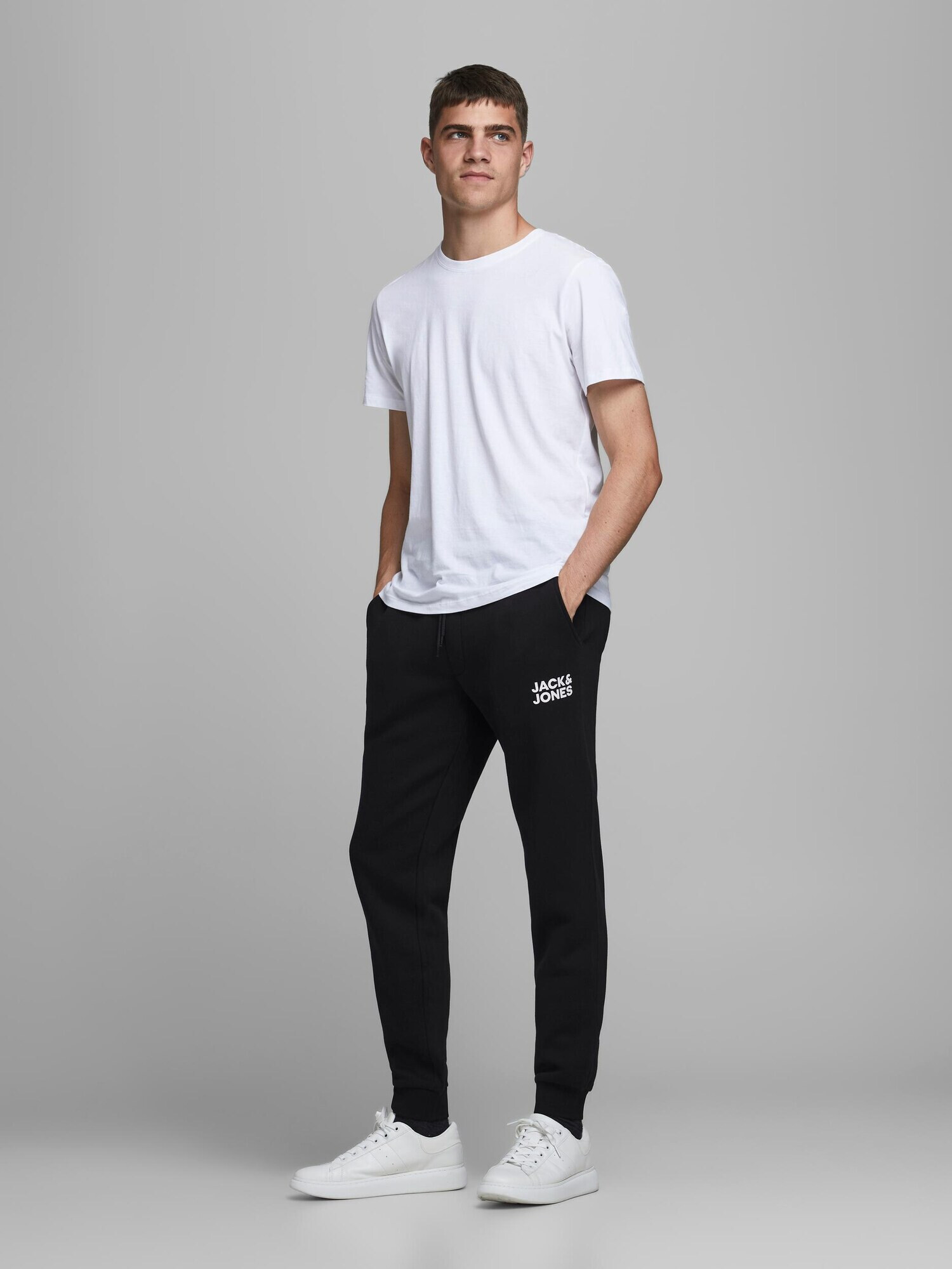 JACK & JONES Pantaloni 'Gordon' negru / alb - Pled.ro