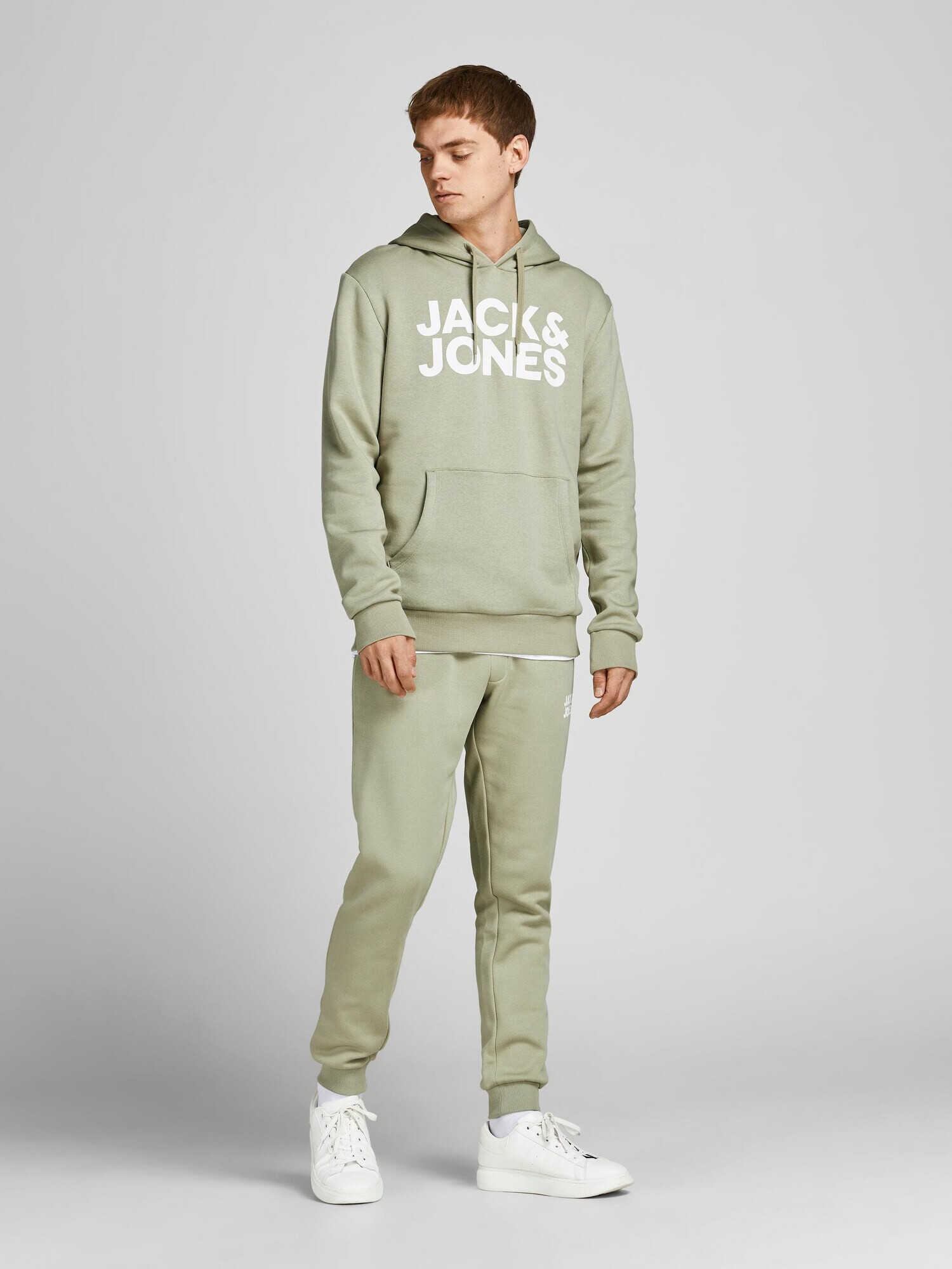 JACK & JONES Pantaloni 'Gordon' verde deschis / alb - Pled.ro