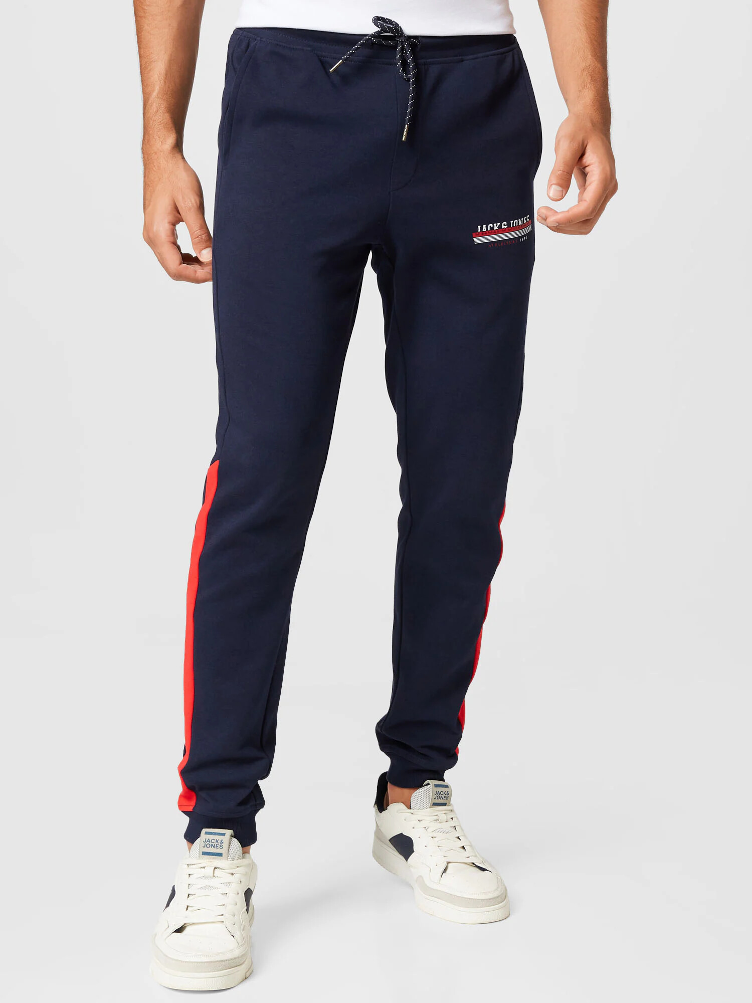 JACK & JONES Pantaloni 'IRON' bleumarin / roșu / alb - Pled.ro