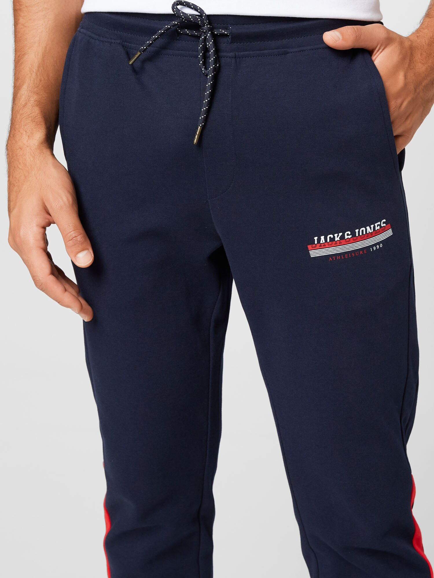 JACK & JONES Pantaloni 'IRON' bleumarin / roșu / alb - Pled.ro