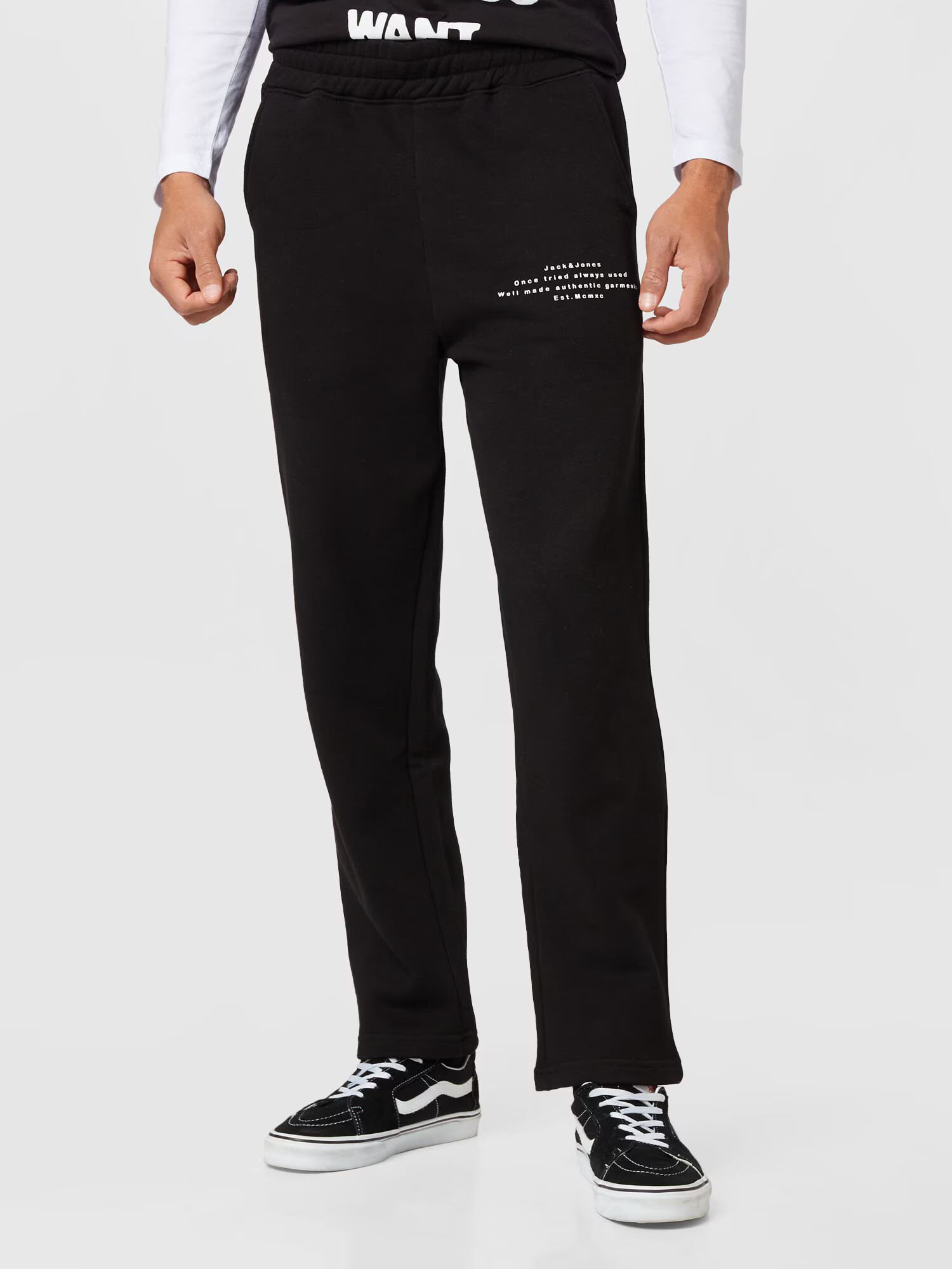 JACK & JONES Pantaloni 'KANE EVAN' negru / alb - Pled.ro