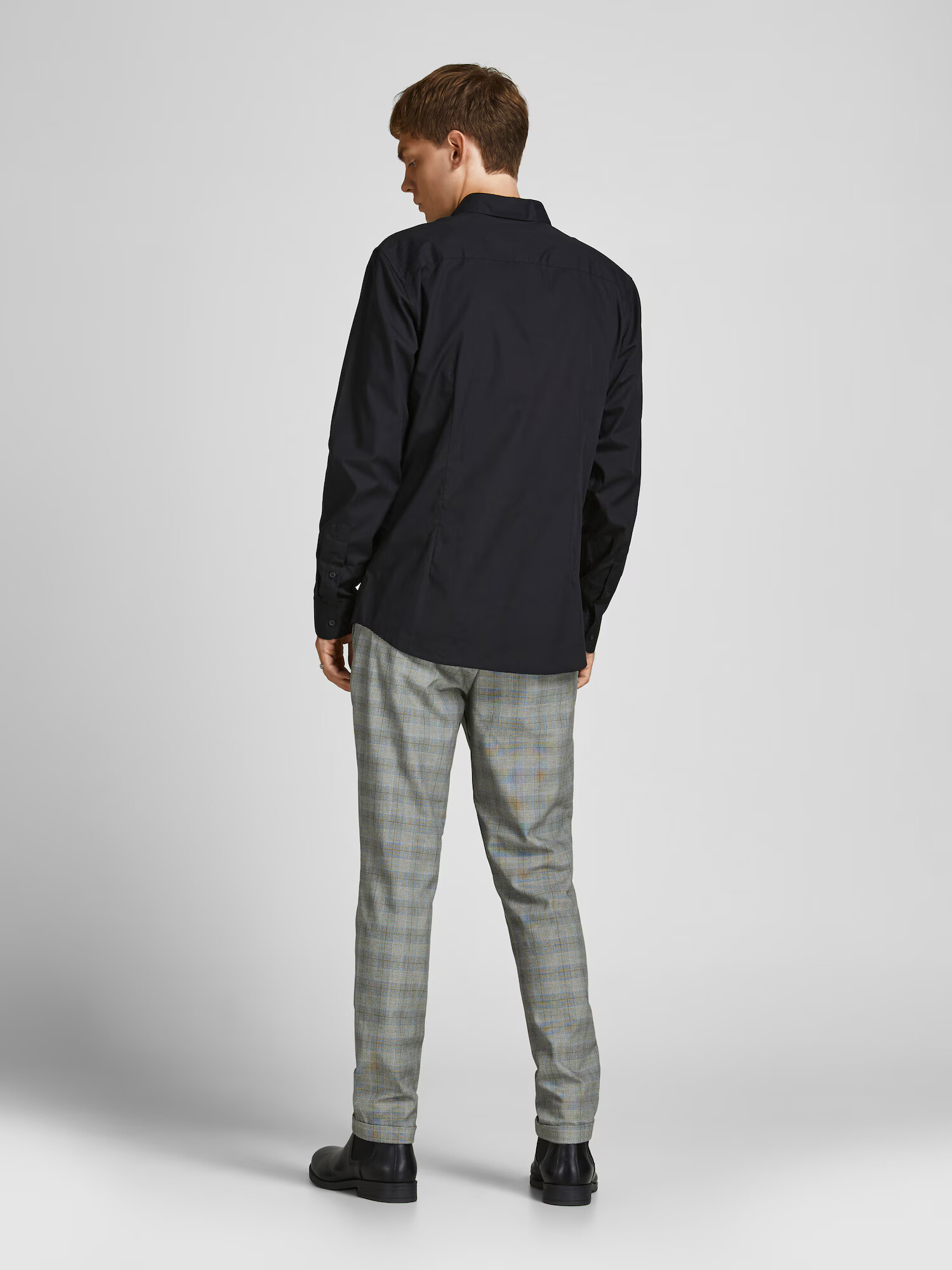 JACK & JONES Pantaloni eleganți 'Marco Connor' bleumarin / maro deschis / gri piatră / alb - Pled.ro