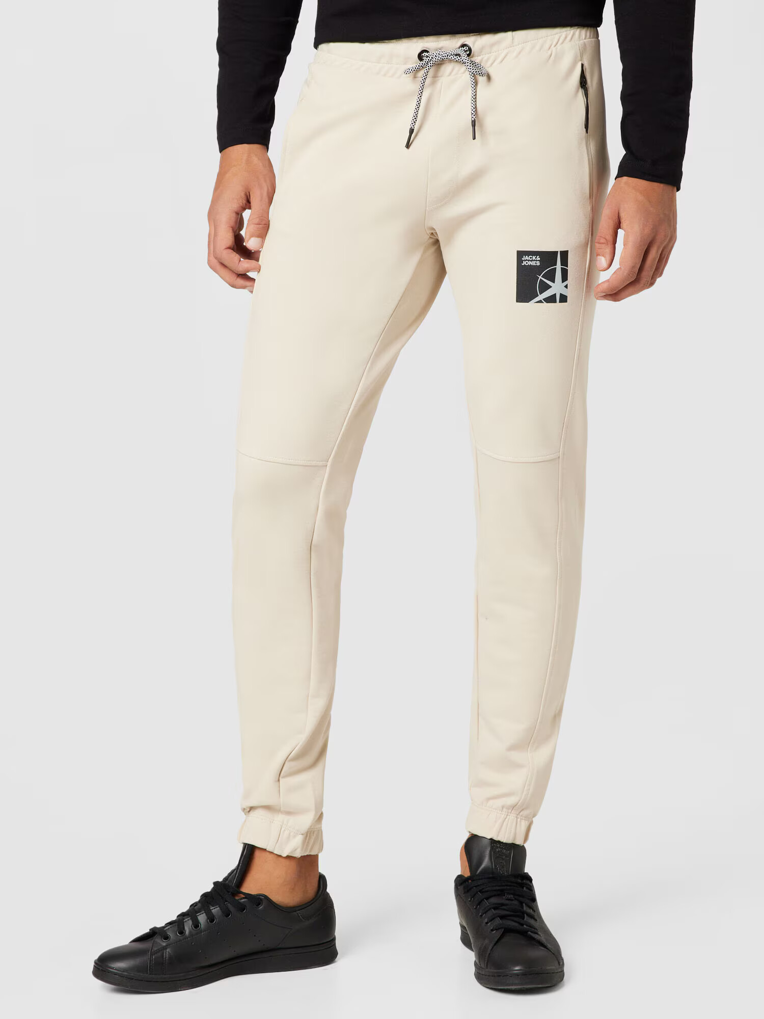 JACK & JONES Pantaloni 'WILL' crem / gri deschis / negru - Pled.ro