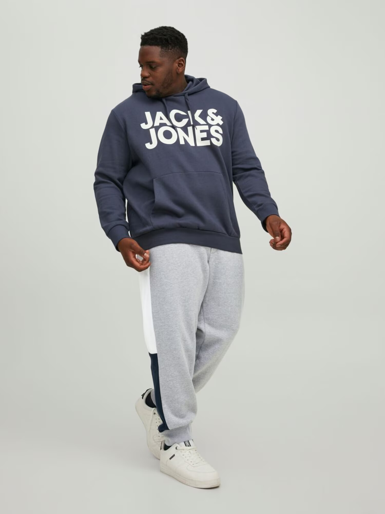 Jack & Jones Plus Pantaloni 'Will' gri amestecat / negru / alb - Pled.ro