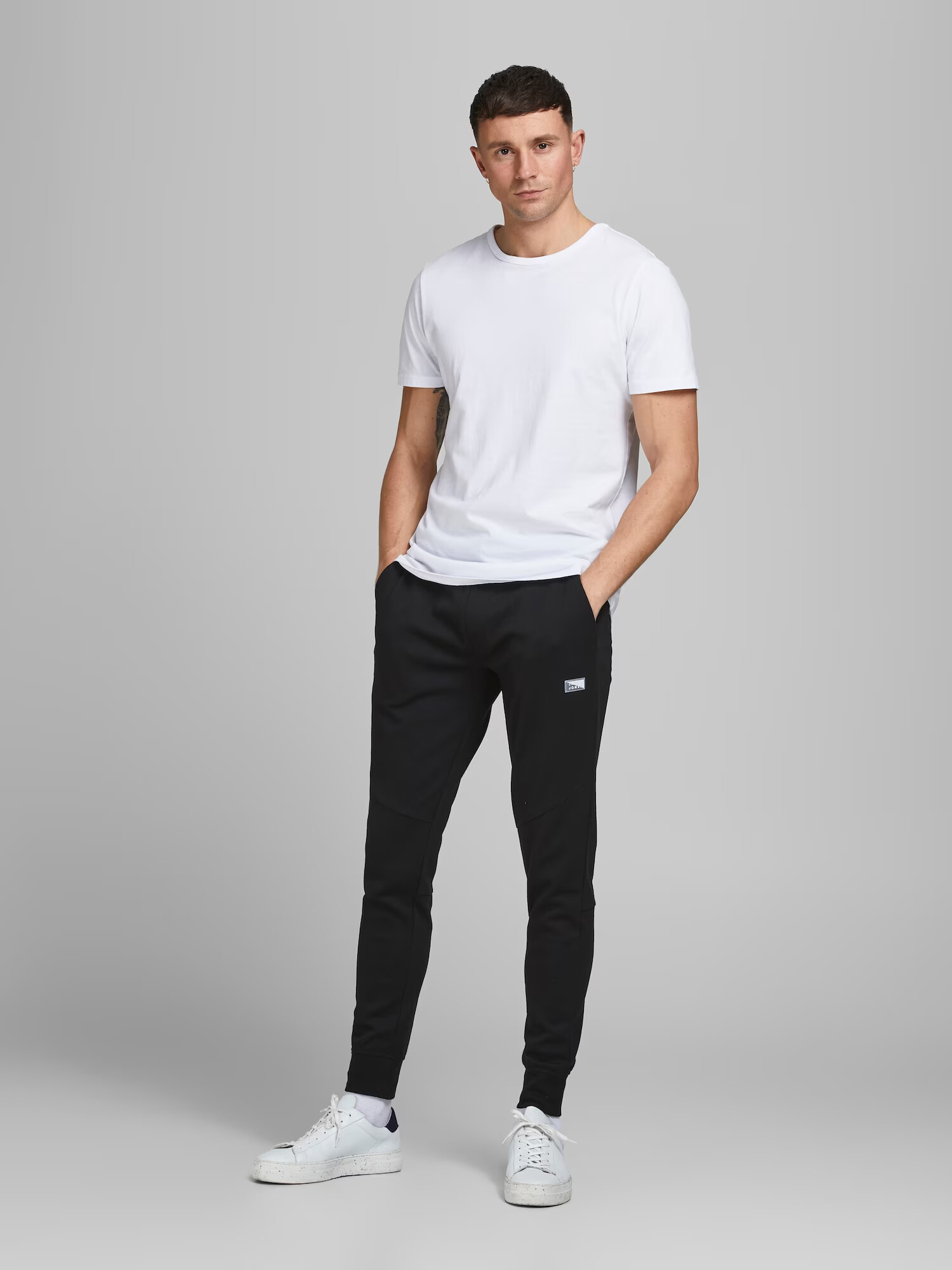 JACK & JONES Pantaloni 'Will' negru / alb - Pled.ro