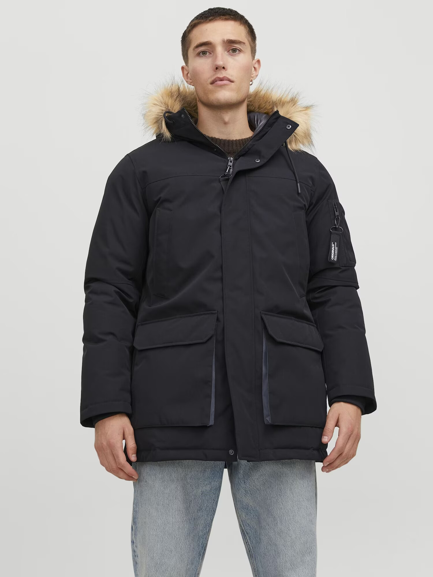 JACK & JONES Parka de iarnă 'SAKER' maro deschis / negru - Pled.ro