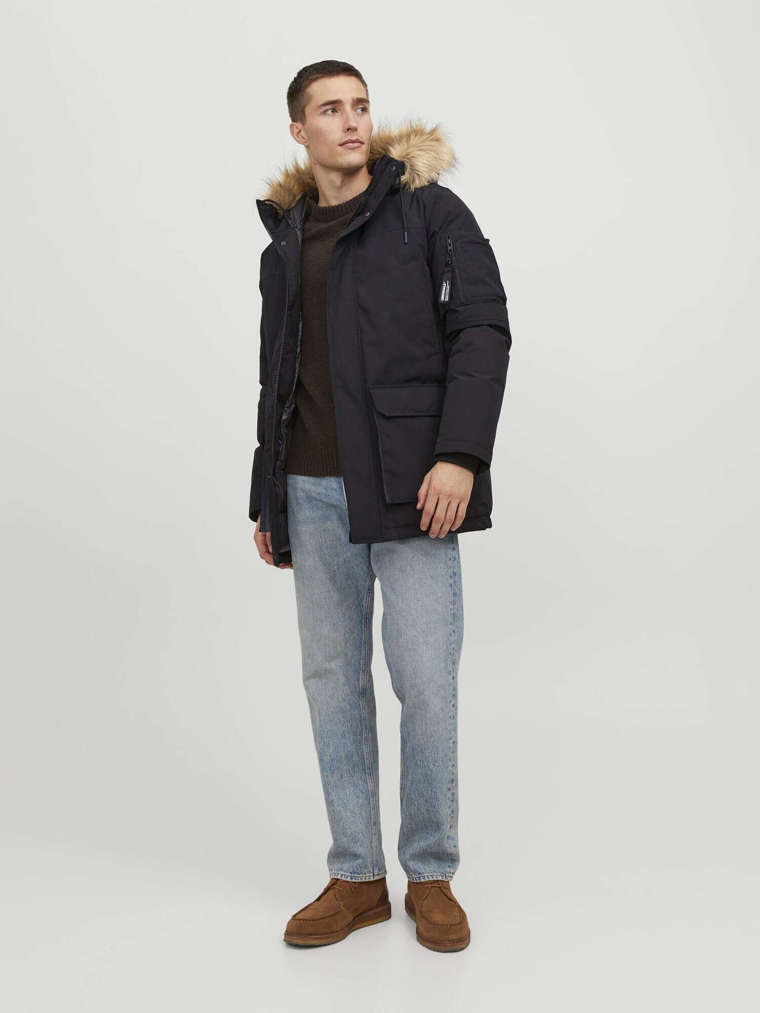 JACK & JONES Parka de iarnă 'SAKER' maro deschis / negru - Pled.ro