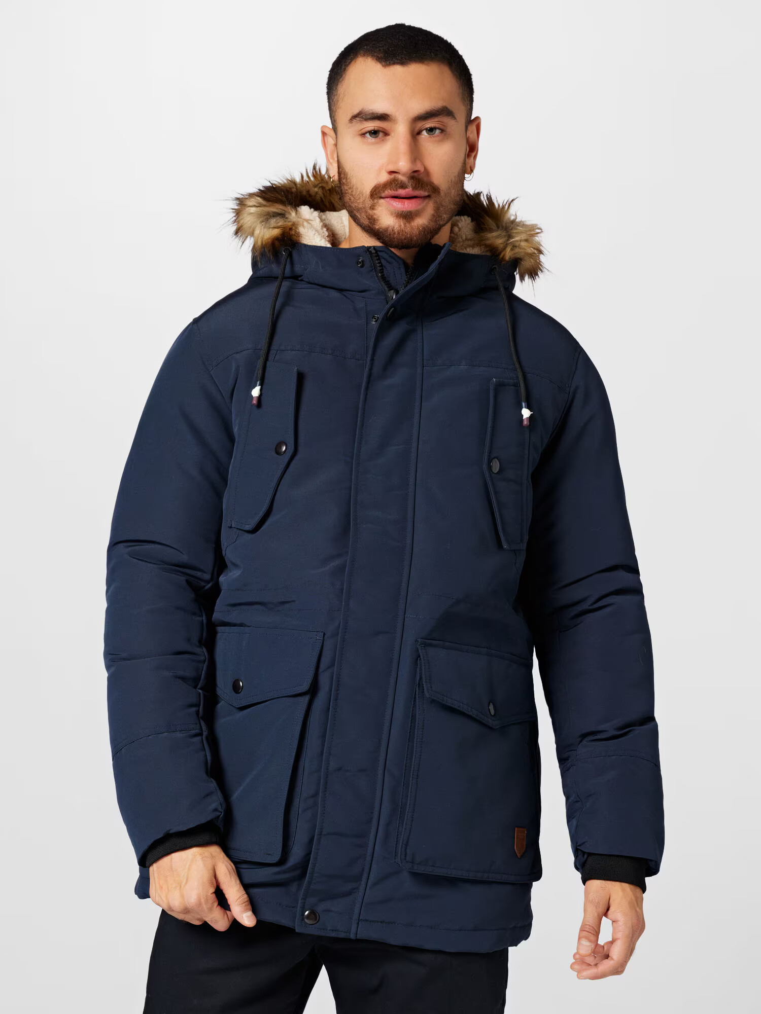 JACK & JONES Parka de iarnă 'TIMO' bleumarin / maro - Pled.ro