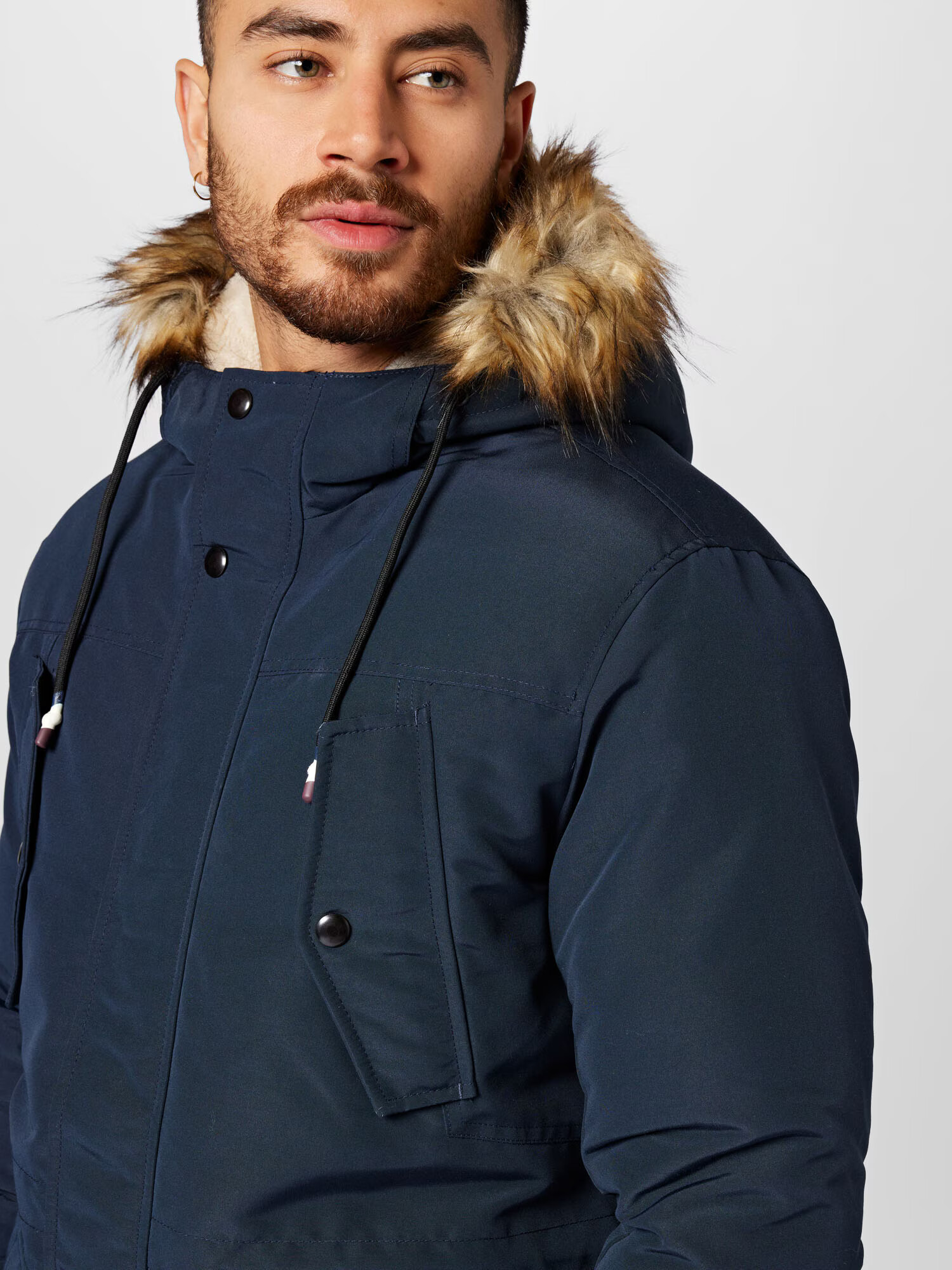 JACK & JONES Parka de iarnă 'TIMO' bleumarin / maro - Pled.ro