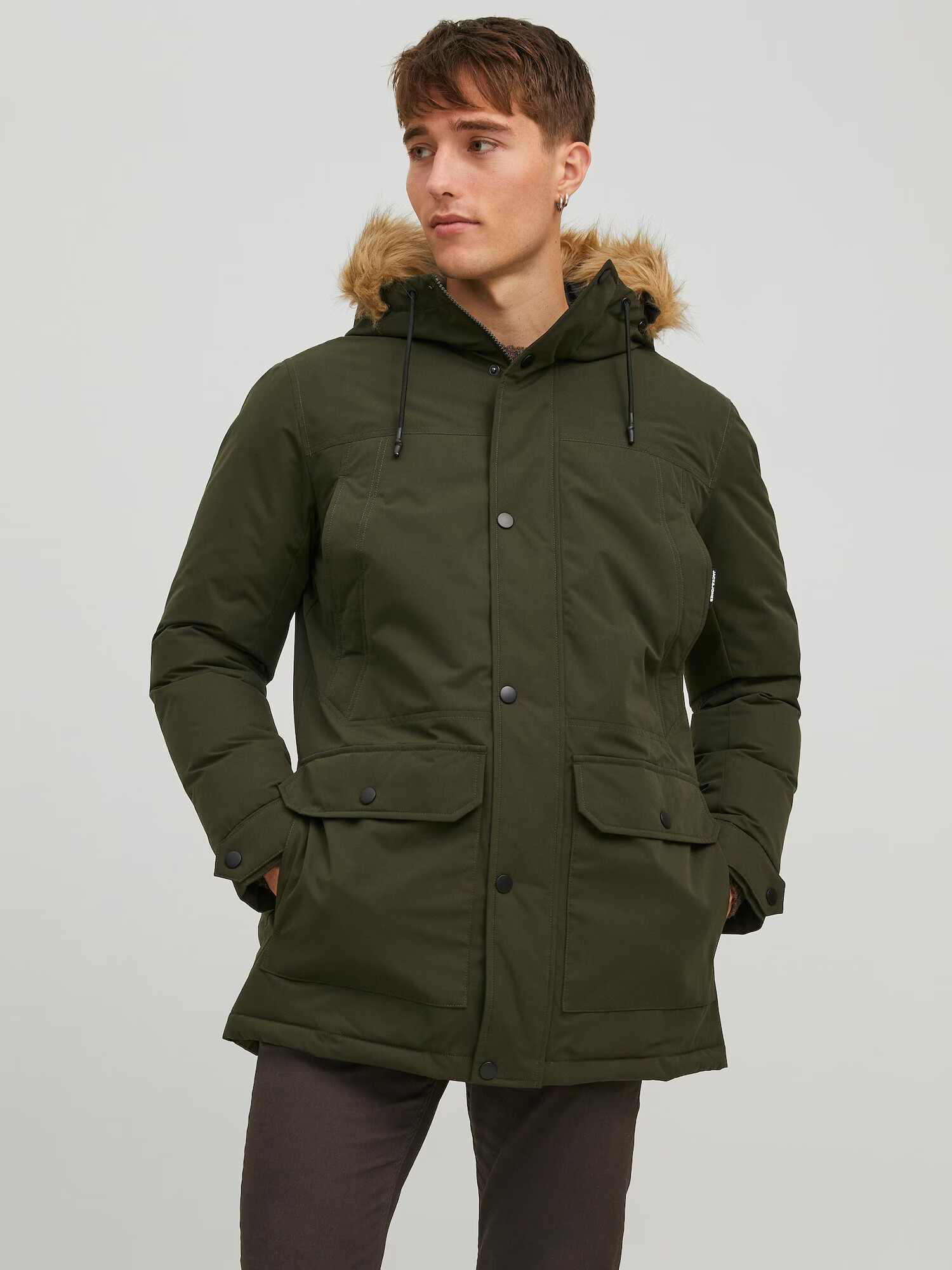 JACK & JONES Parka de iarnă 'Winner' maro deschis / verde pin - Pled.ro