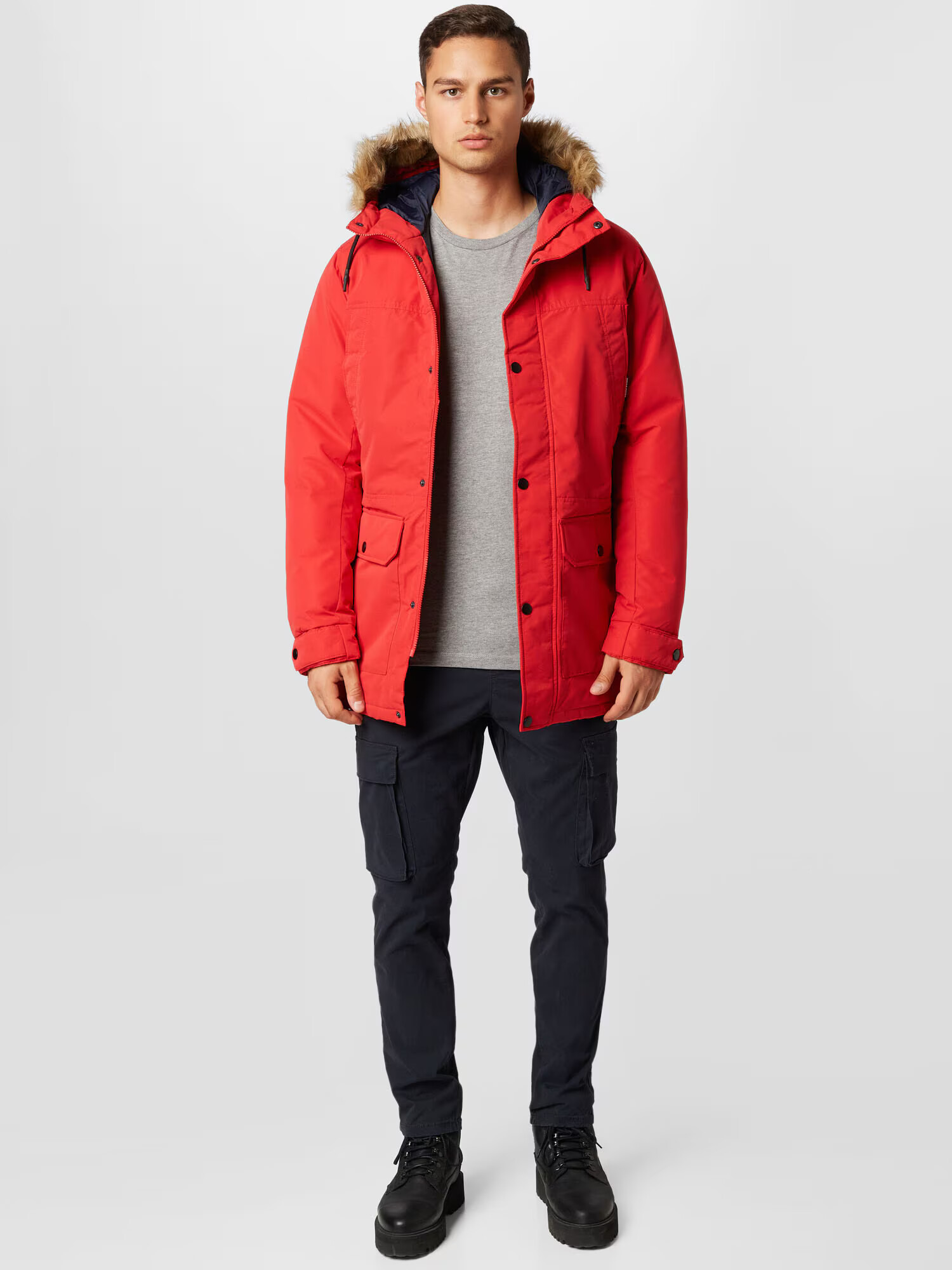 JACK & JONES Parka de iarnă 'WINNER' roșu / negru - Pled.ro