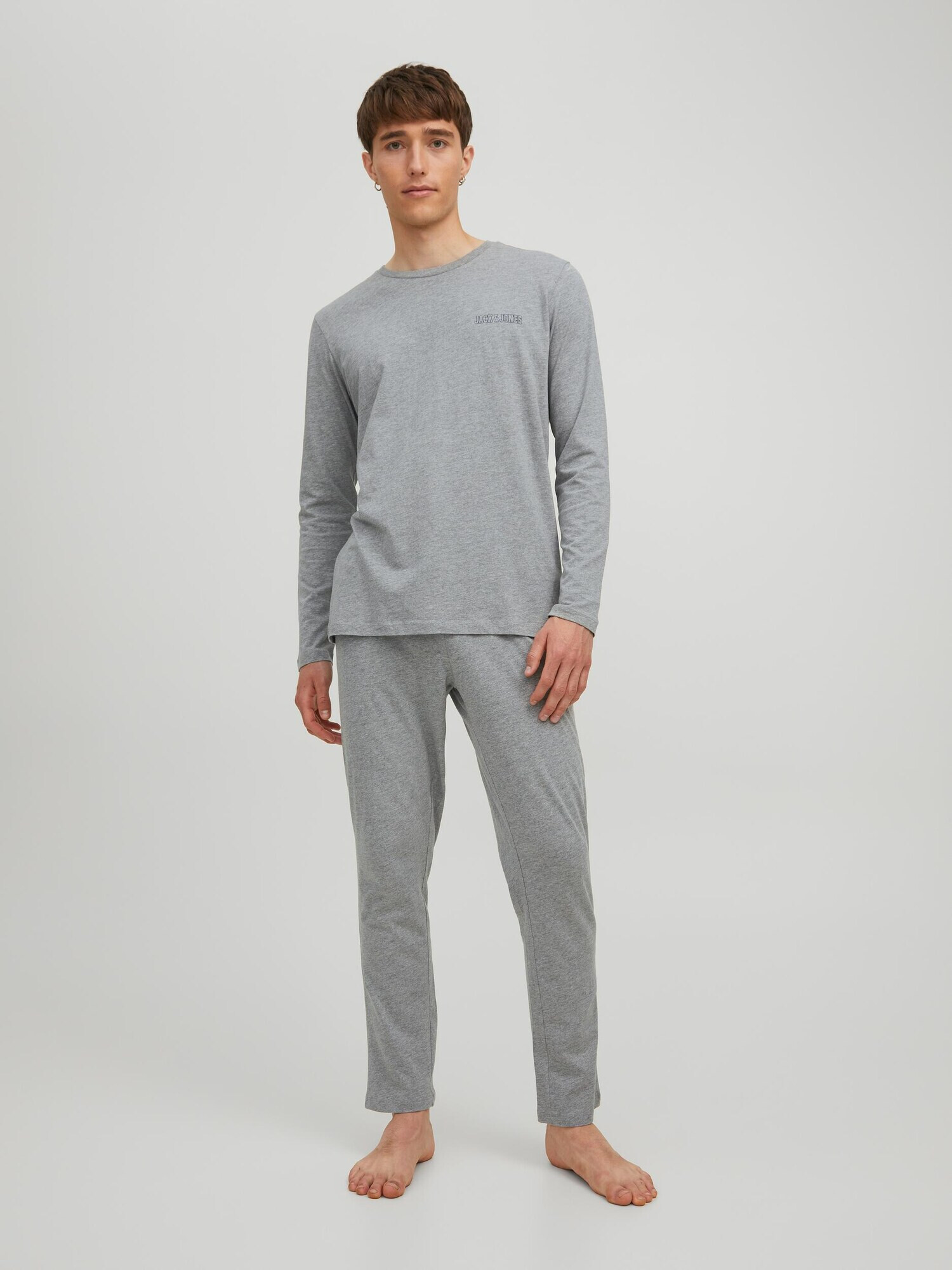 JACK & JONES Pijama lungă 'Axel' bleumarin / gri deschis / gri amestecat - Pled.ro