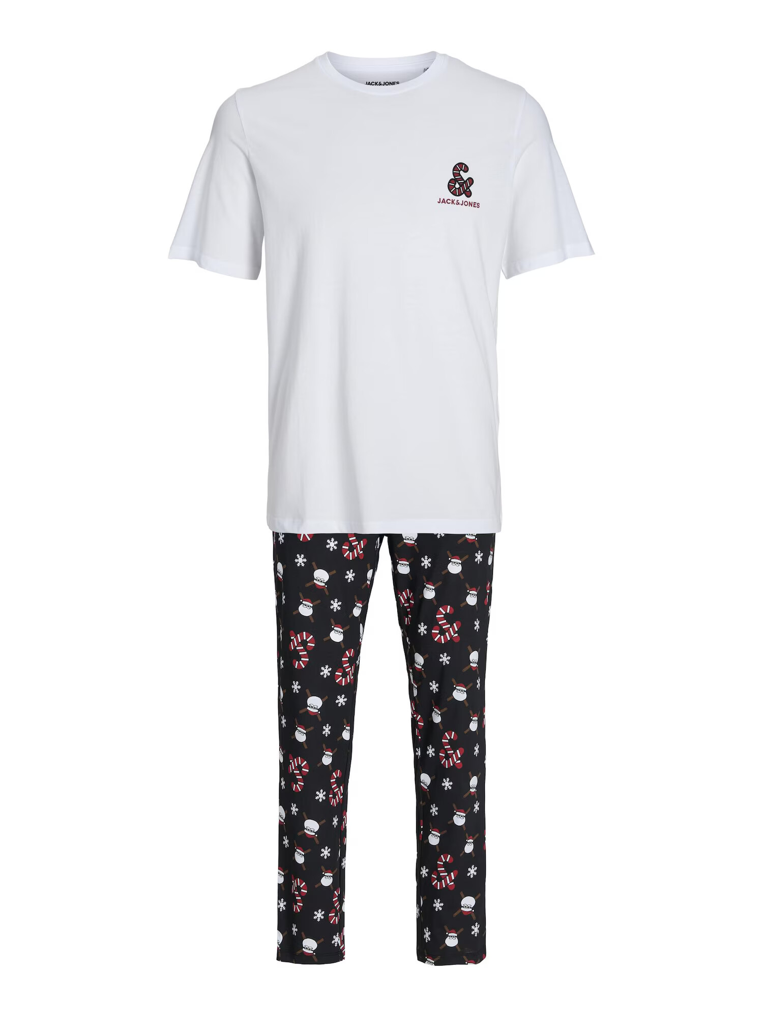 JACK & JONES Pijama lungă 'CANDY SANTA' bleumarin / maro amestecat / roșu / alb - Pled.ro